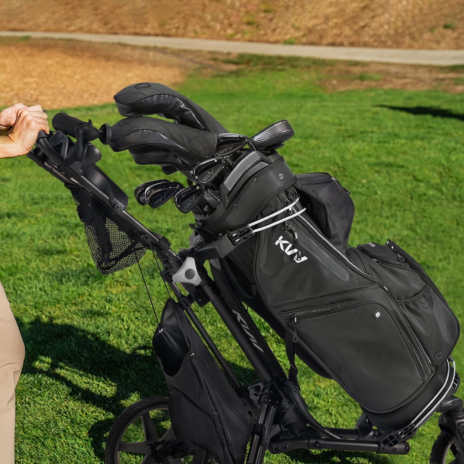 KVV Top-Moded Organizer Cart Bag, Premium Silent Golf Bag with Dual Handles, 14 Club Locking Slots for Men