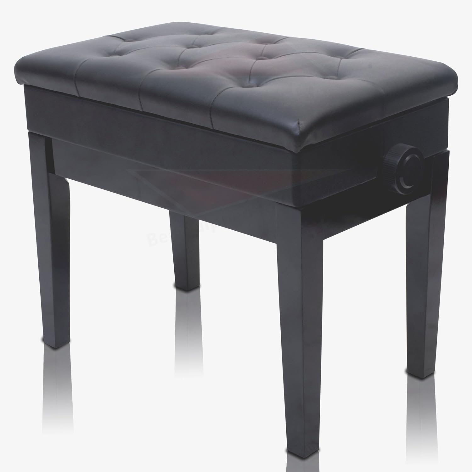 Griffin Adjustable Piano Bench (ErgonomicPRO-X Series) – Black Solid Wood Frame, PU Leather Cushion