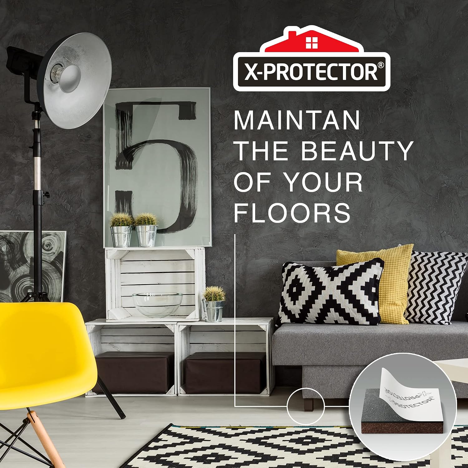16 Heavy-Duty Felt Furniture Pads 2” 1/4” Thick X-Protector Round Felt Pads | for Furniture Feet - The Best Felt Floor Protectors for Furniture to Prevent Scratches. Protect Your Hard Floor! (Brown)