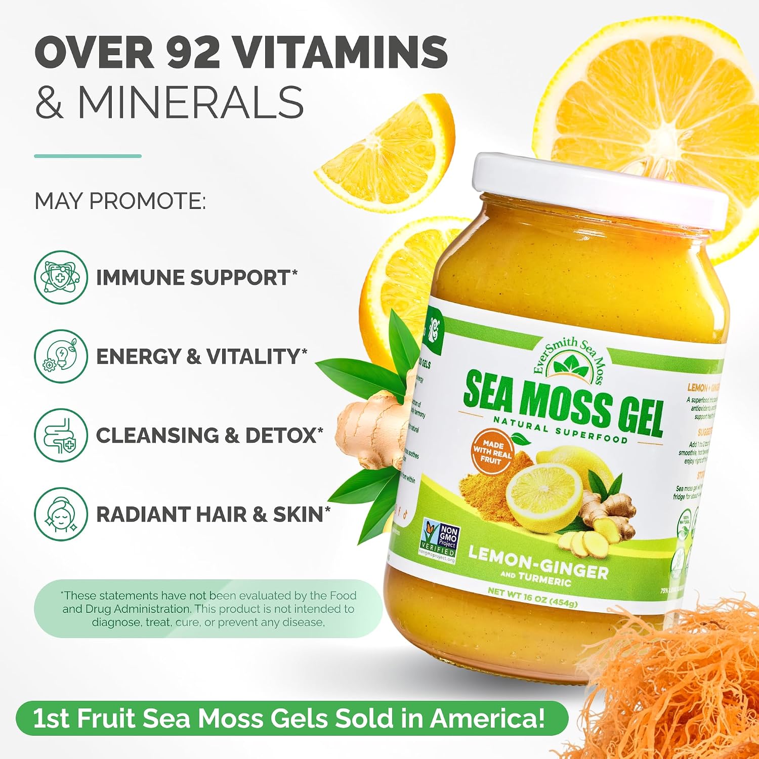 EverSmith Organics Wildcrafted Irish Sea Moss Gel, Mango Pineapple, 1 Jar