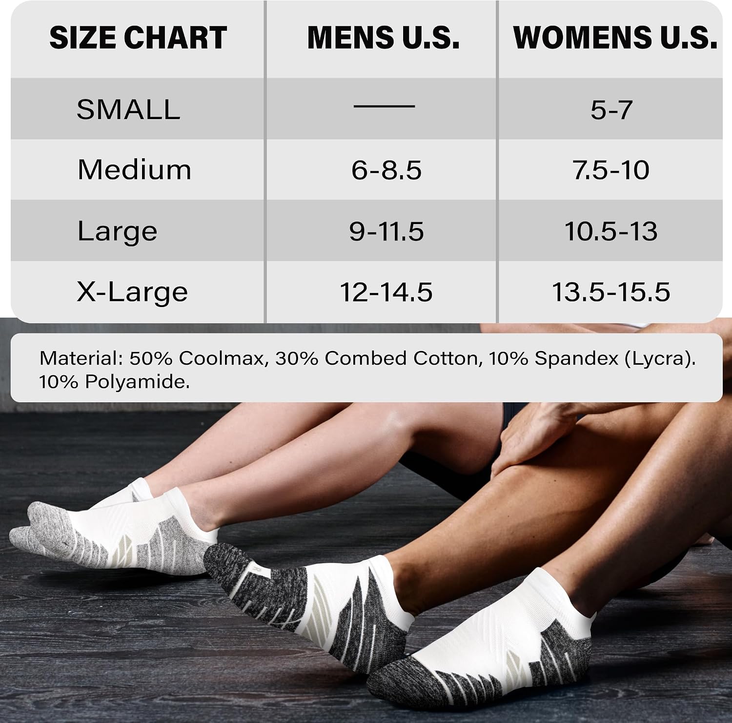 Hylaea Unisex Coolmax No Show Athletic Running Socks, Cushioned No Blisters