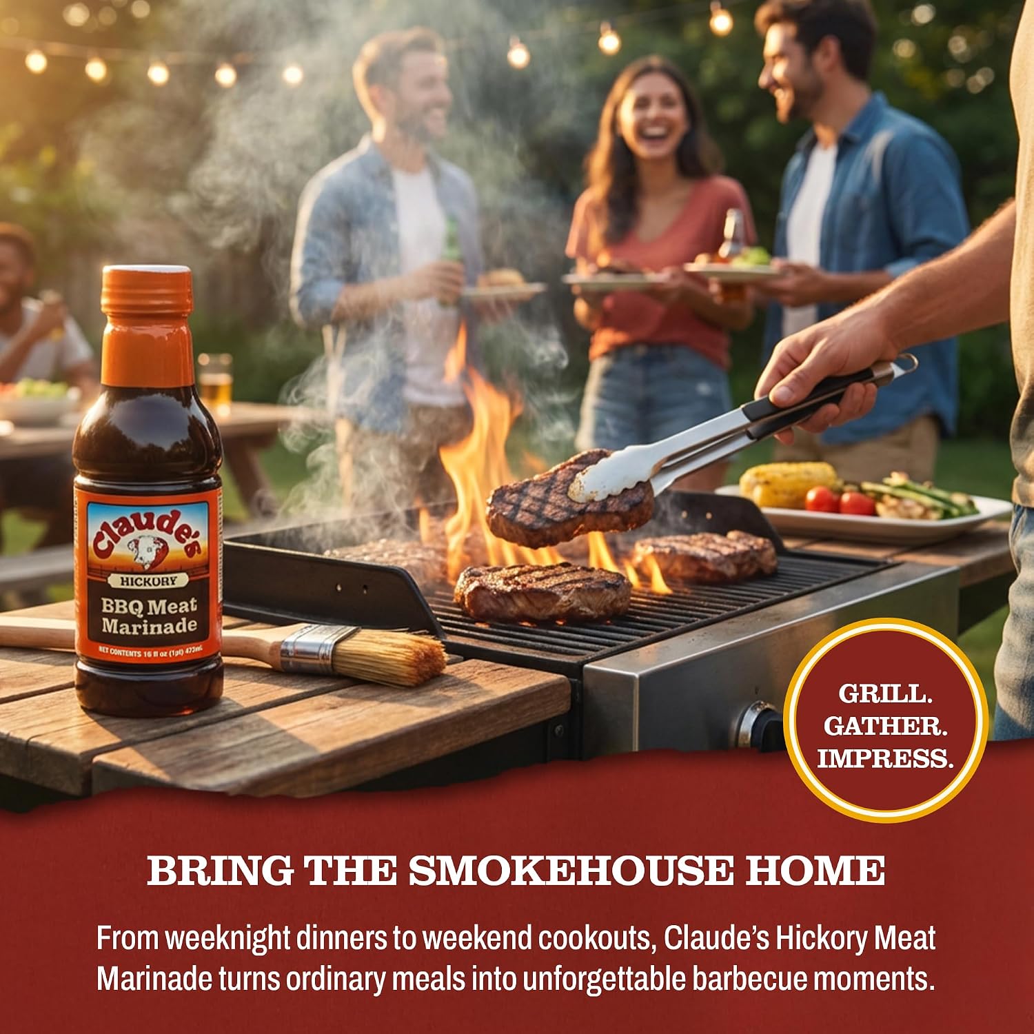 Claude's BBQ Brisket Marinade Sauce, Gluten Free Texas Style, 128 oz | Restaurant-size gallon of smoky Texas tenderizing brisket marinade - all natural & gluten free.