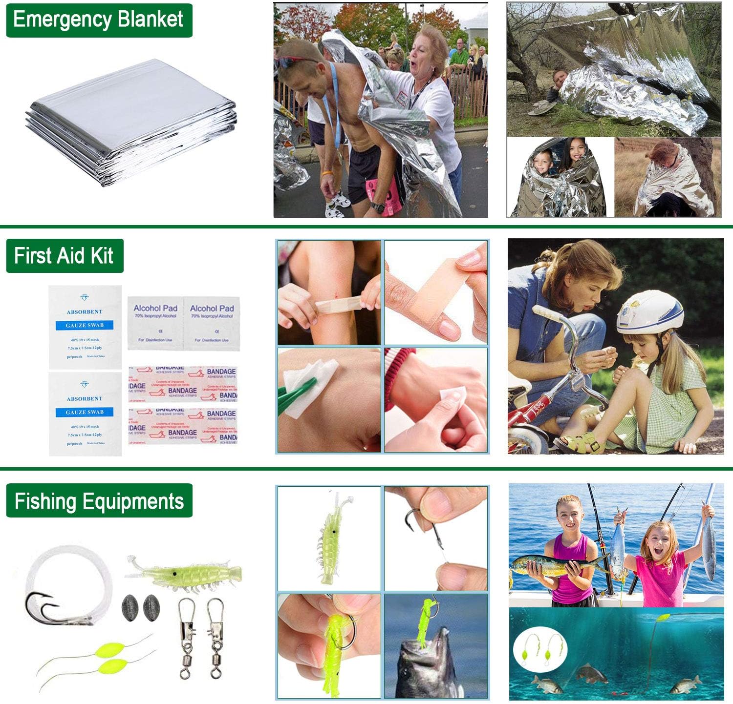 Angieast Survival Kit 35 in 1, First Aid Kit, Survival Gear, Survival Tool Gifts for Men Boyfriend Him Husband Fathers Day Camping, Hiking, Hunting