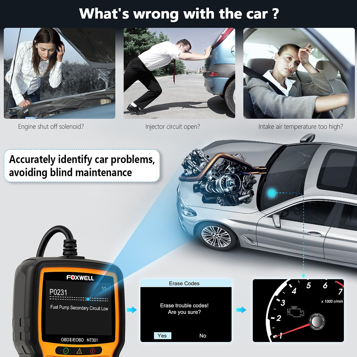 Foxwell NT301 Mechanic Obd2 Scanner with Storage Case