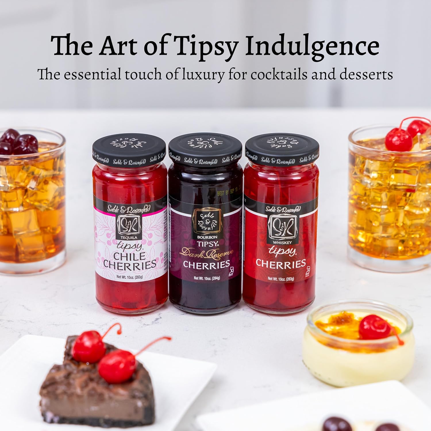 Sable & Rosenfeld Bourbon Tipsy Dark Reserve Cherries, 10 oz, Pack of 1