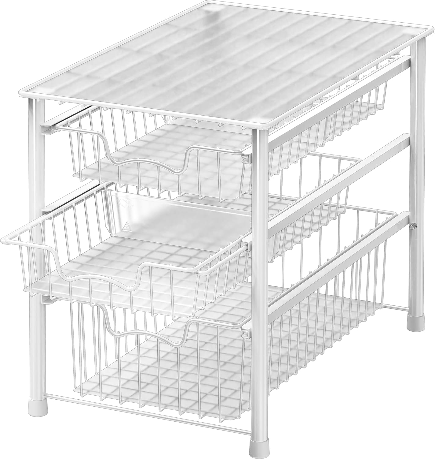 Simple Houseware Stackable 3 Tier Sliding Basket Organizer Drawer, Chrome