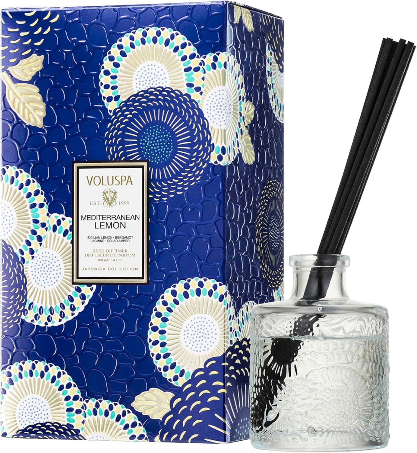 Voluspa Santal Vanille Scented Reed Diffuser, 3.4 oz, Luxury Santal Diffuser, Oil Reed Diffusers for Home, Handcrafted in the USA