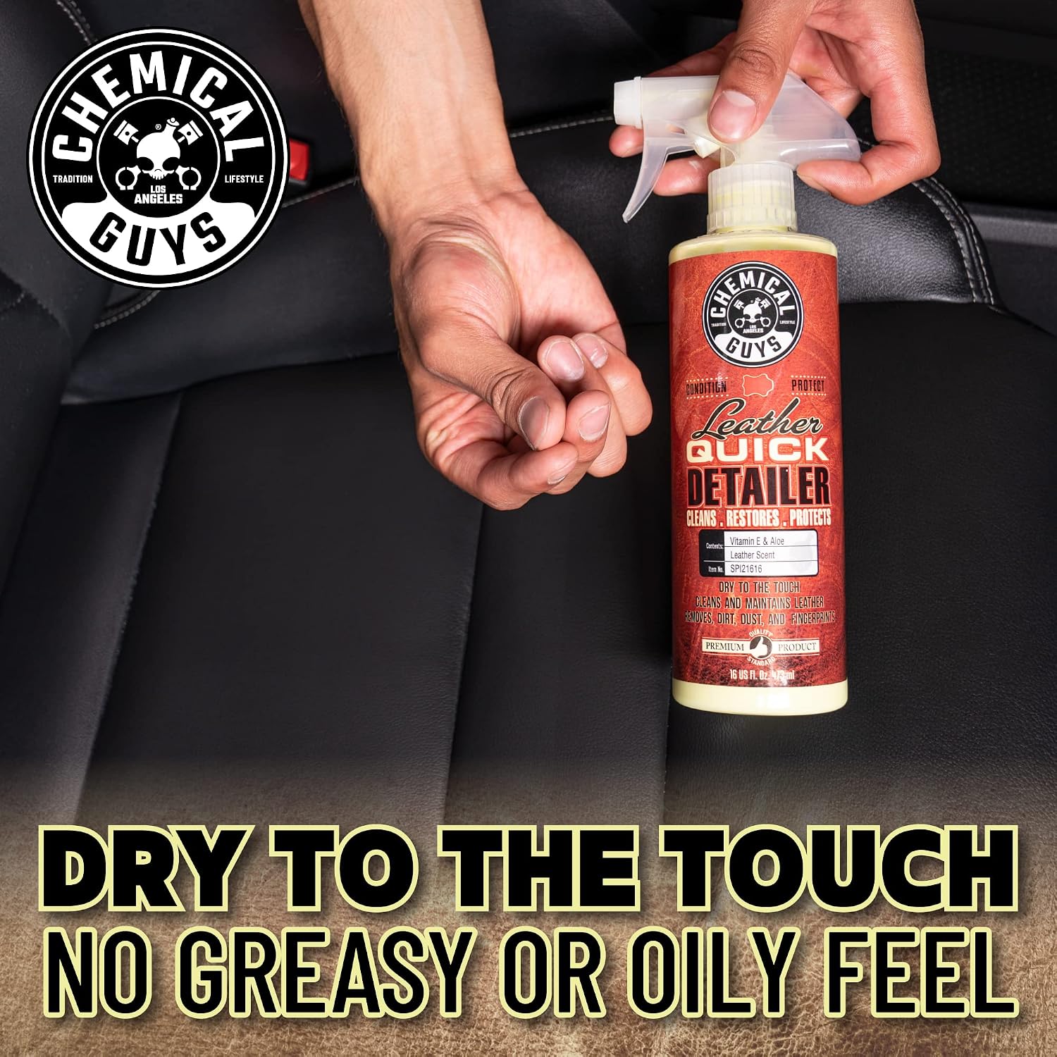 Chemical Guys, Leather Quick Detailer, Cleaner & Conditioner Spray, 16 oz | Quick spray cleans and conditions seats, furniture and apparel, safe on natural, synthetic and faux leather