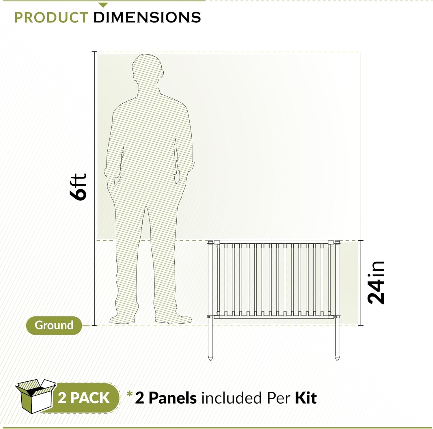 Zippity Madison Picket Fence Panels, White Vinyl DIY No Dig Kit | 2.5ftH x 2.3ftW, White, 2 Panels, Garden Border or Yard Enclosure, ZP19001