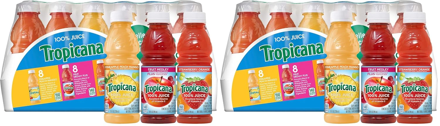 Tropicana Pineapple Peach Mango 100% Juice, 24-pack, 10 fl oz bottles