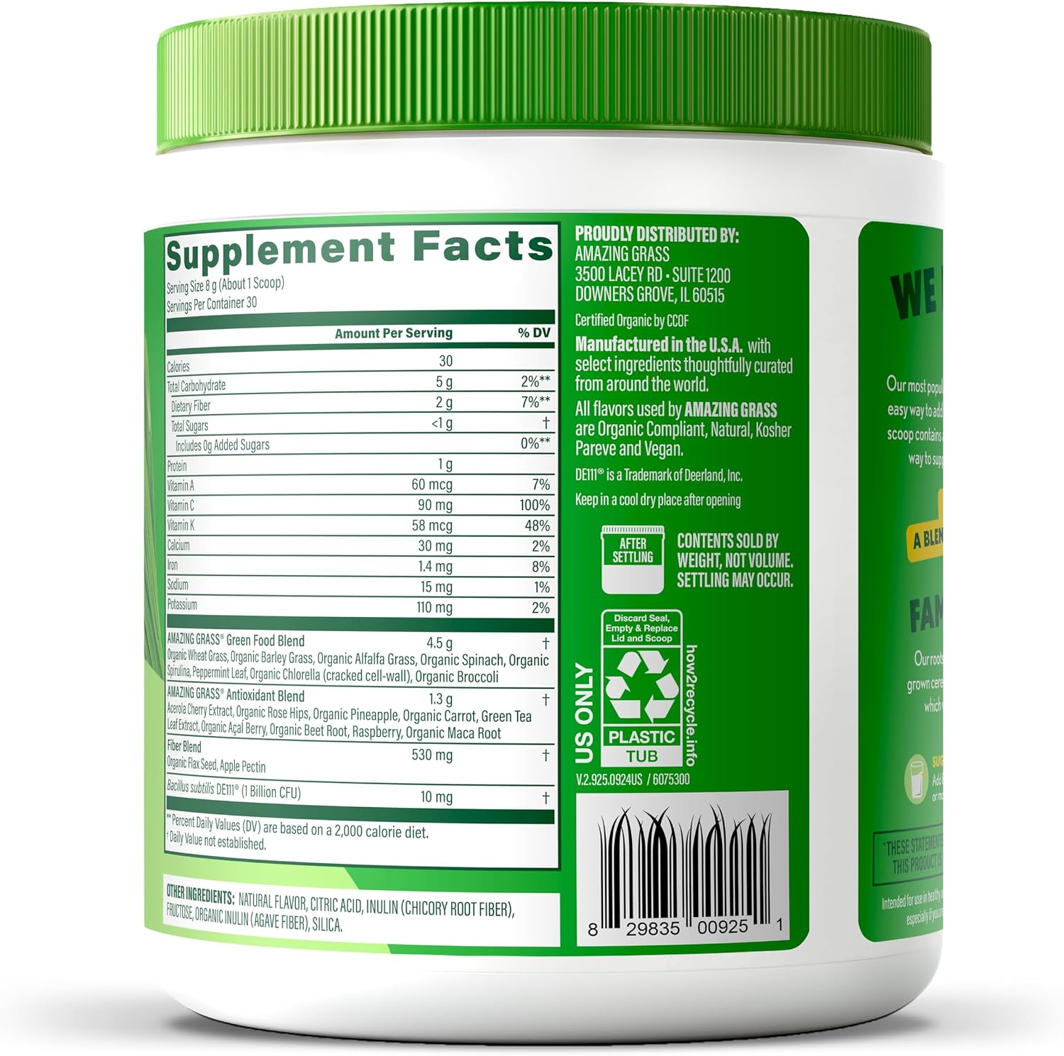 Amazing Grass Super Greens Powder Original, 60 Servings, 16.9 oz | Organic Greens Superfood Powder with Spirulina, Beet Root, Probiotics & Digestive Enzymes to Support Digestion