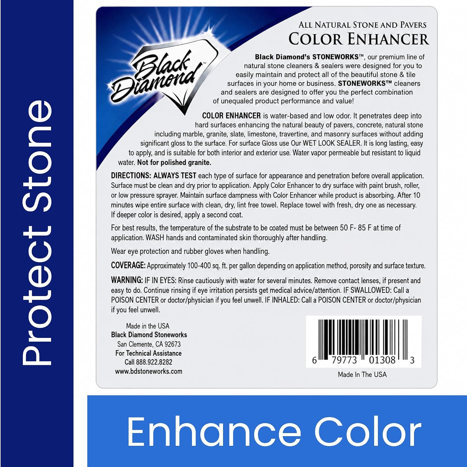 Color Enhancer Sealer for All-Natural Stone and Pavers. Marble, Travertine, Limestone, Granite, Slate, Concrete, Grout, Brick, Block. (1 Gallon)