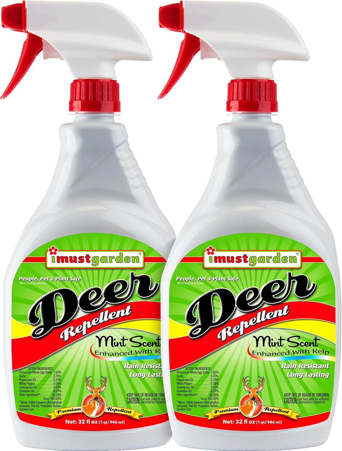I Must Garden Deer Repellent: Powerful All-Natural Protection, 32oz Mint | Ready to Use Spray - Safe for Plants Pets & Pollinators - Pleasant Scent - Long-Lasting Control