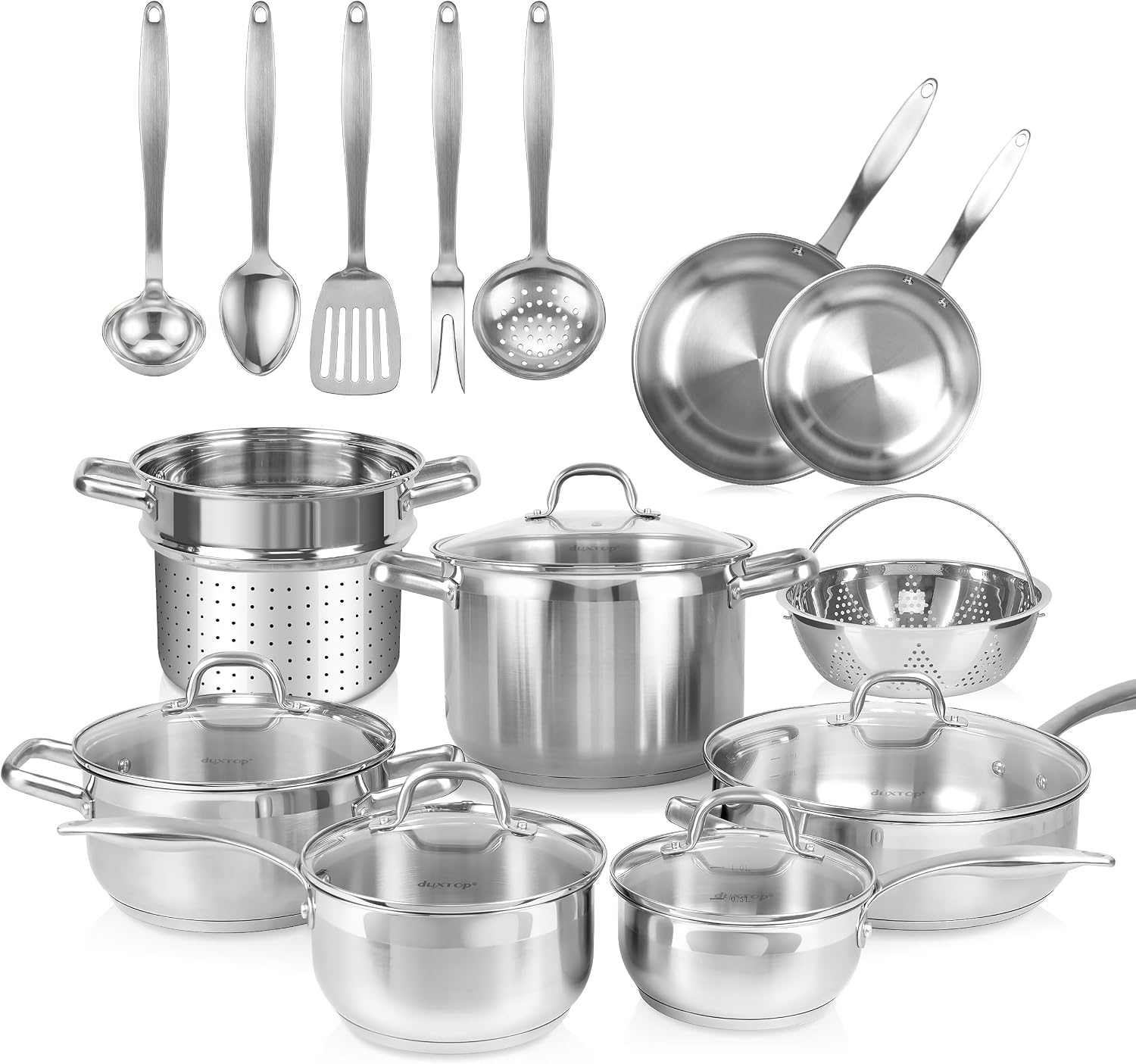 Duxtop Stainless Steel Pots and Pans Set, 19PC Induction Cookware Set
