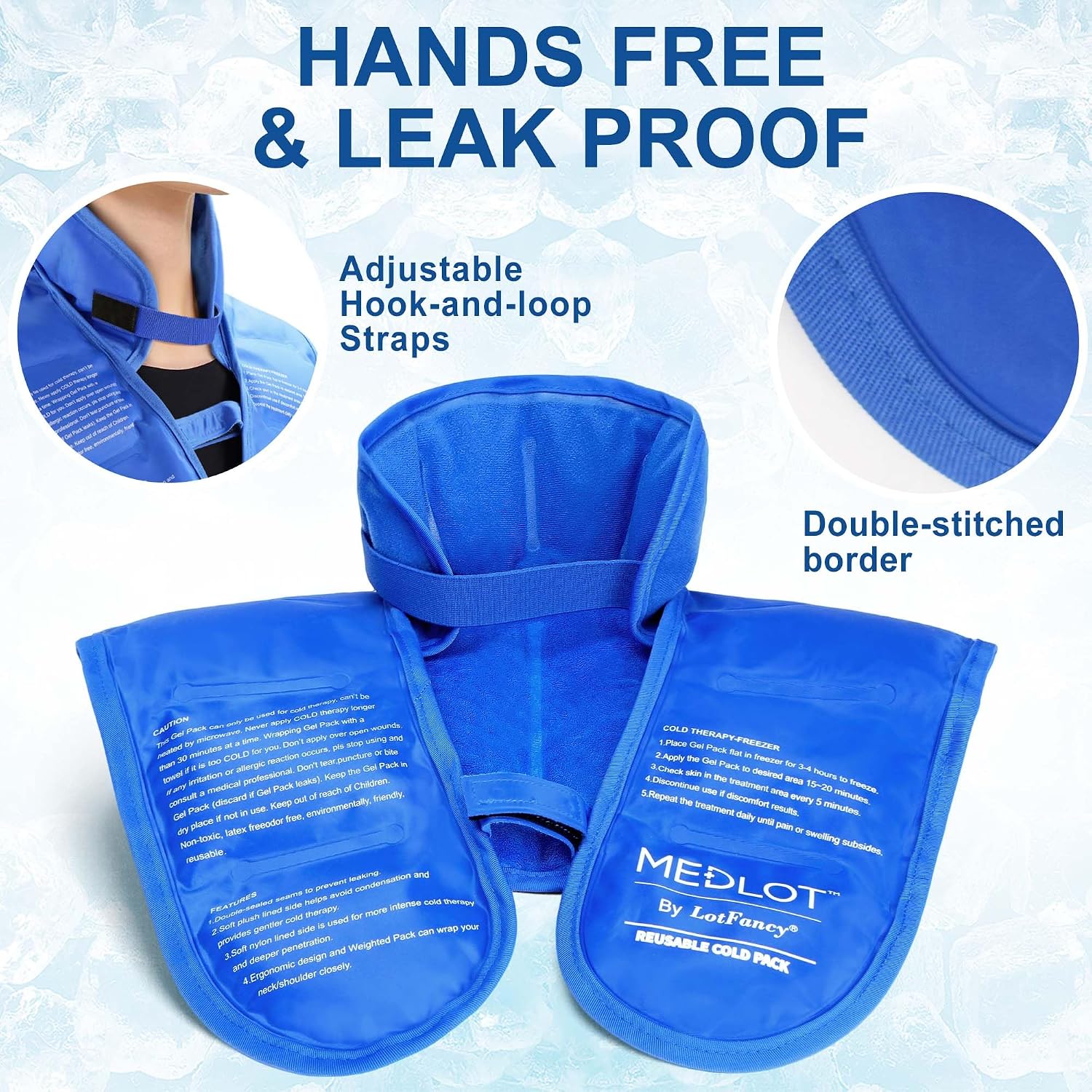 LotFancy Ice Pack for Neck Shoulder, Reusable Cold Neck Wrap for Pain Relief, Flexible Gel Pack with Adjustable Straps