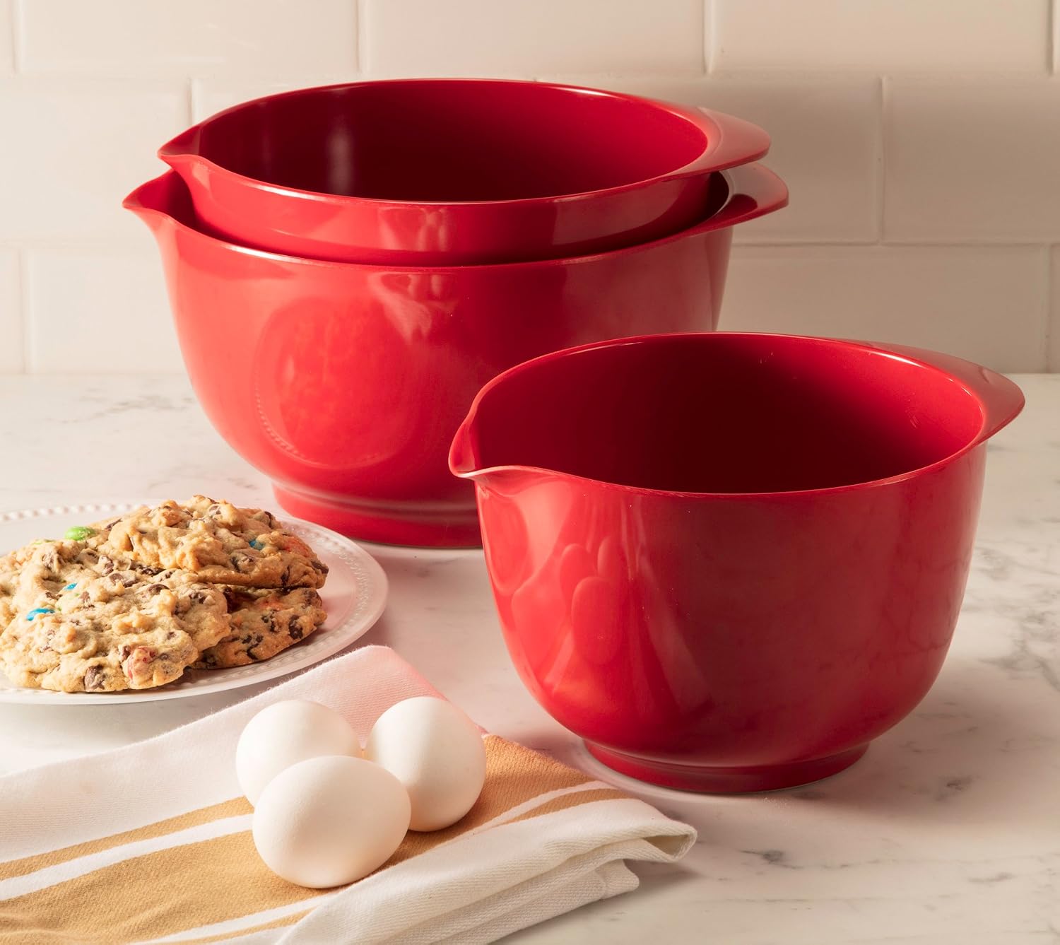 Hutzler Melamine Mixing Bowl Set: 2, 3 and 4 Liters, White (3234WH)