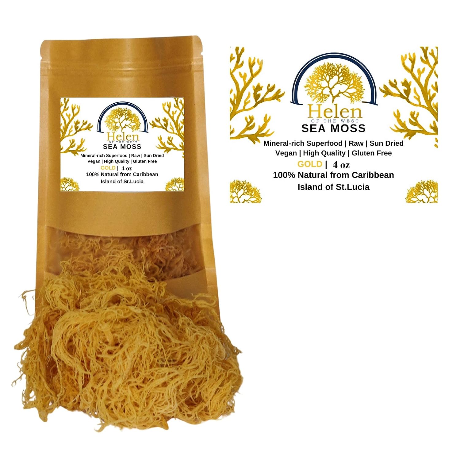 Wildcrafted Sea Moss | Gold - Purple - Green - Mixed | 100% Natural Irish Moss from St.Lucia | Mineral-Rich Superfood | 8oz Sun-Dried Moss | NO