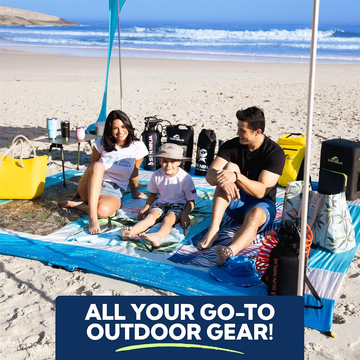 SUN NINJA Beach Tent Sun Shelter, Beach Shade Canopy with UPF50+ Protection