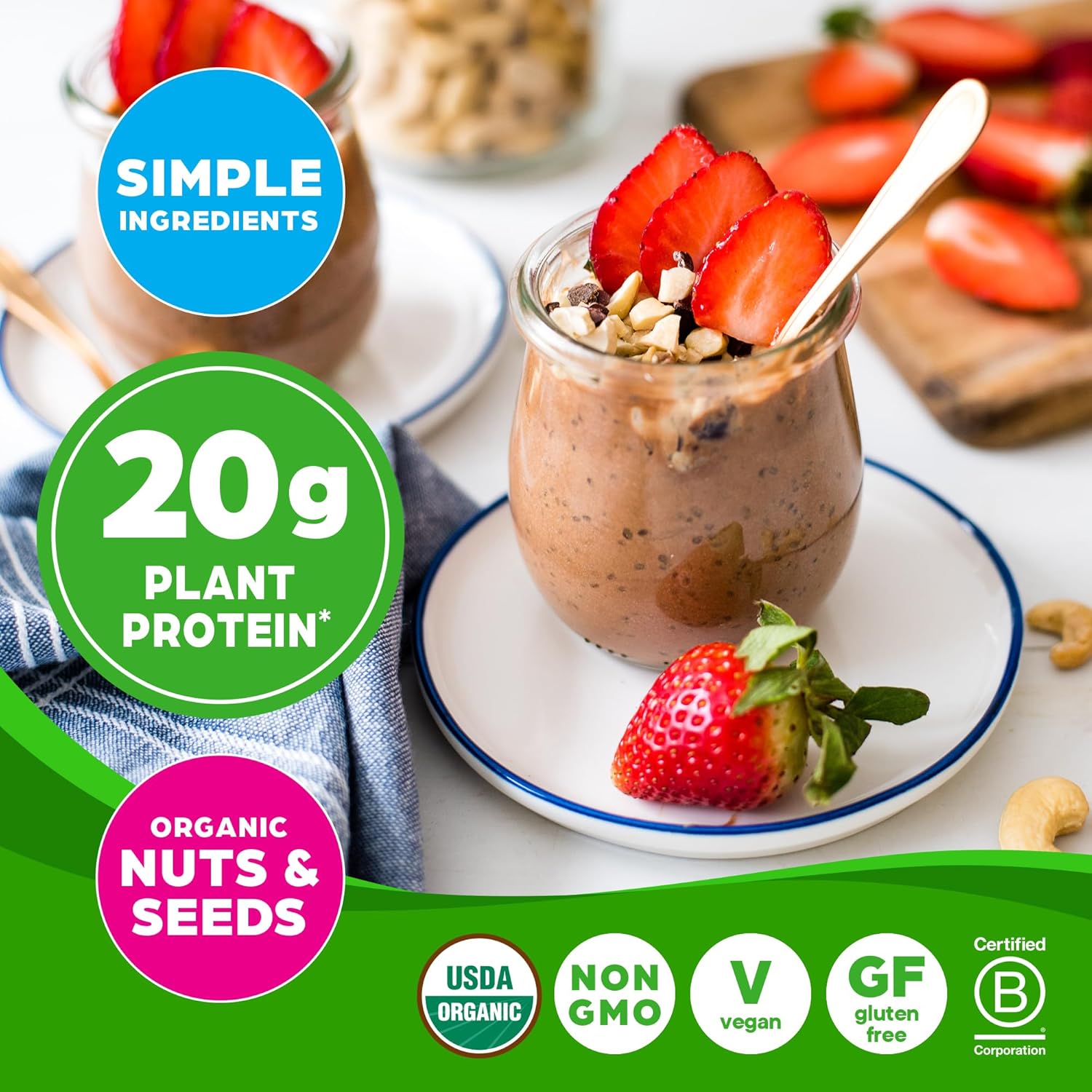 Orgain Organic Simple 20g Vegan Protein Powder, Chocolate, 1.25lb