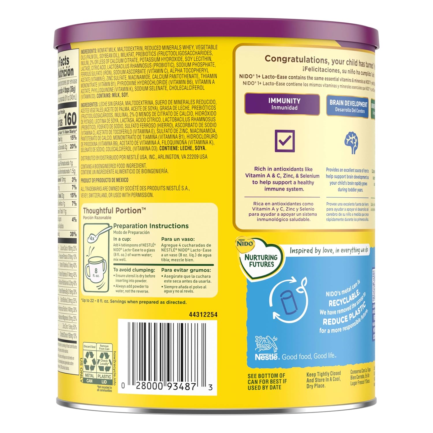 Nestle Nido Lacto-Ease Toddler Milk Powder 28.2 oz