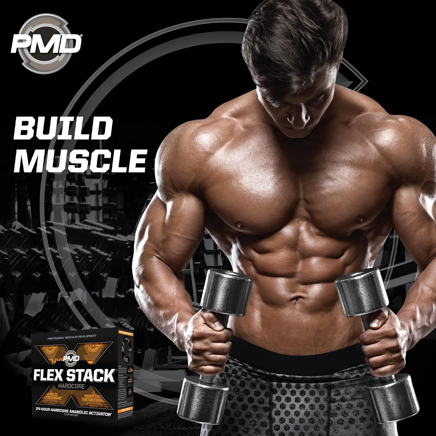 PMD Sports Flex Stack Hardcore 24-Hour Healthy Stack - 90 Capsules | Methyl Andro Hardcore, Z-Test, Increased Muscle Mass Support, Strength Support