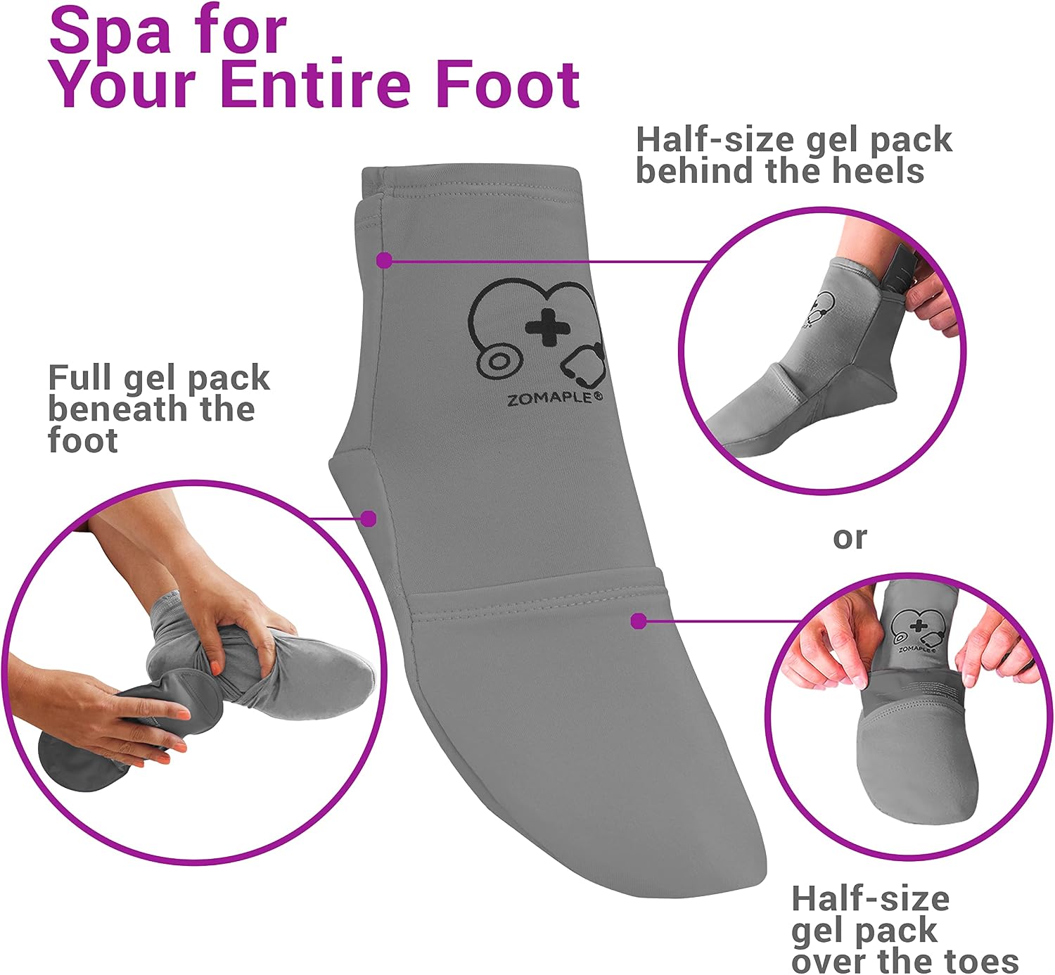 Zomaple Cold Therapy Socks, 2 Gel Packs for Neuropathy & Hot Feet Comfort