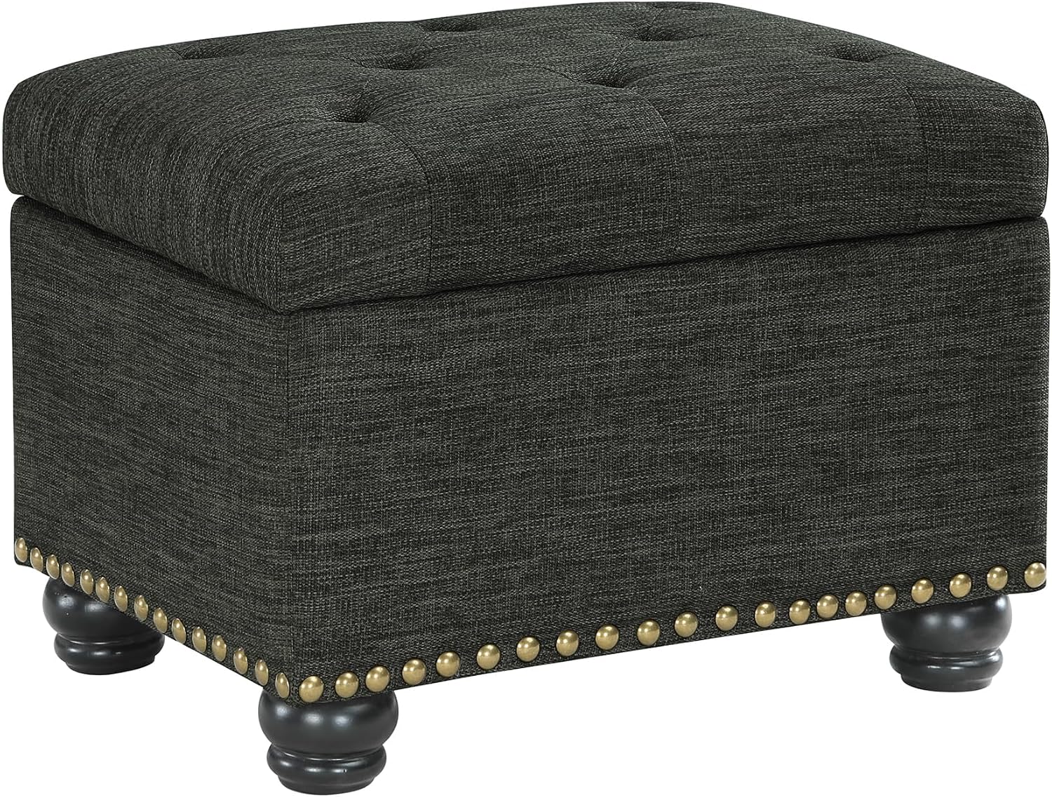 Convenience Concepts Designs4Comfort 5th Avenue Storage Ottoman 24" - Contemporary Foot Stool and Seat with Hinged Lid for Living Room, Dining Room, Office, Den, Espresso Faux Leather