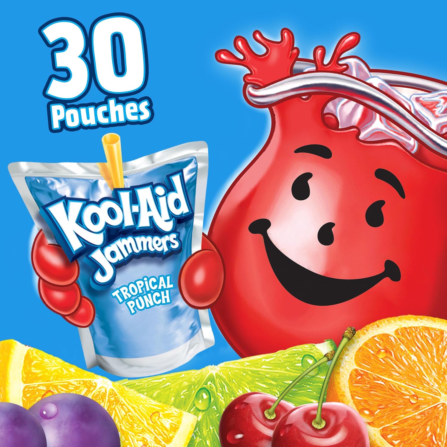 Kool-Aid Drink, 10 ct Box Tropical Punch Flavored, 6 fl oz Pouches | for Flavorful Hydration and Shareable Refreshment Good Source of Vitamin C, Caffeine Free Gluten Free