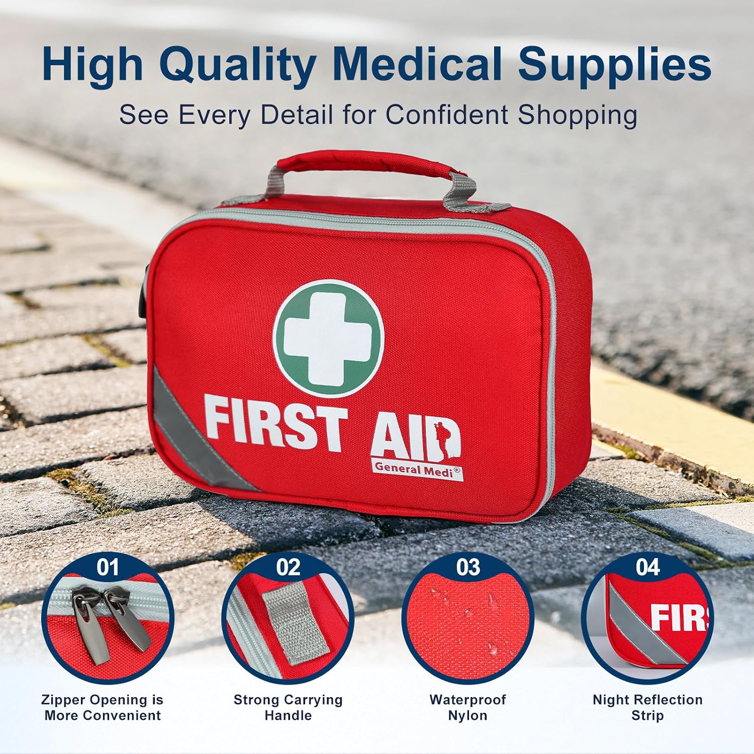 General Medi 2-in-1 First Aid Kit (215 Piece Set) + 43 Piece Mini First Aid Kit -Includes Ice(Cold) Pack