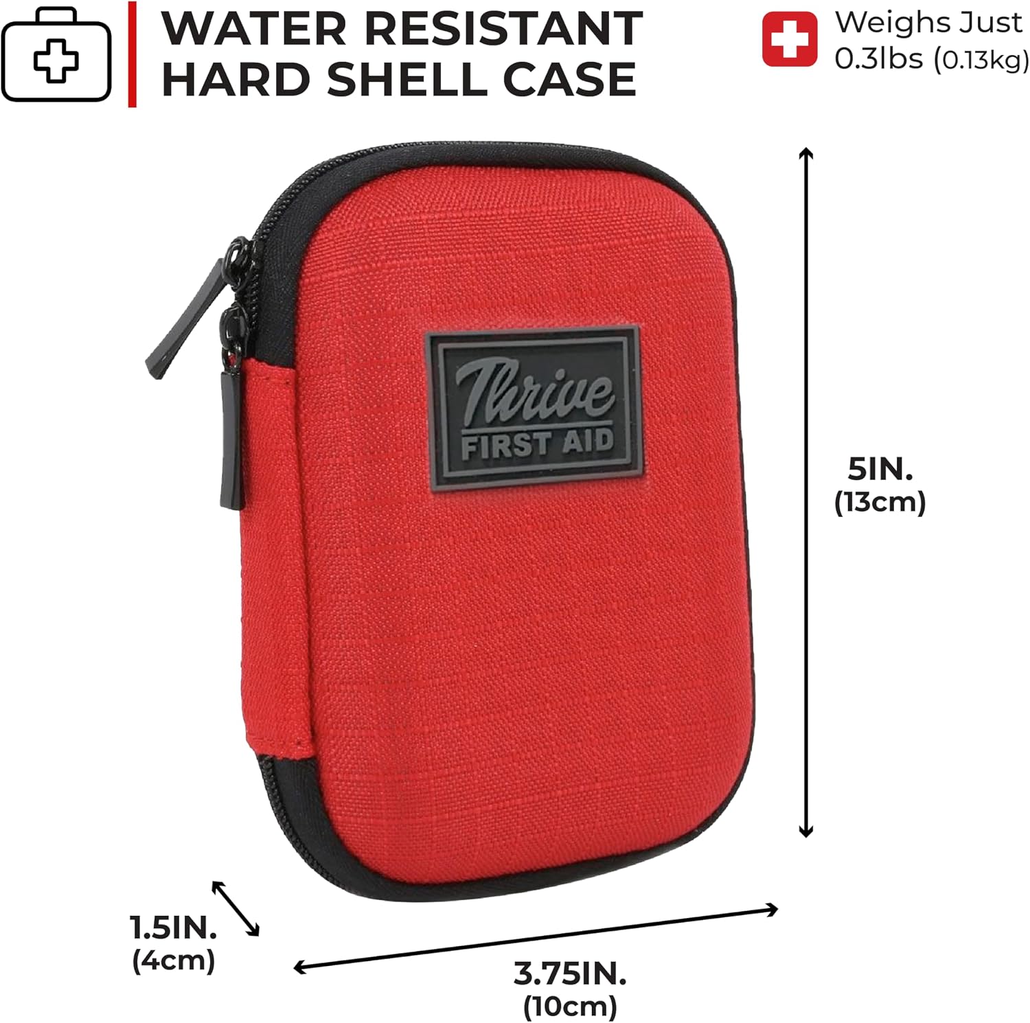 Thrive Mini First Aid Kit - Compact Travel Essentials Pack - Waterproof Camping Essentials Set - Portable Car First Aid Kit & Hiking Supplies Pouch - 66-Piece Set, Red Shell Case