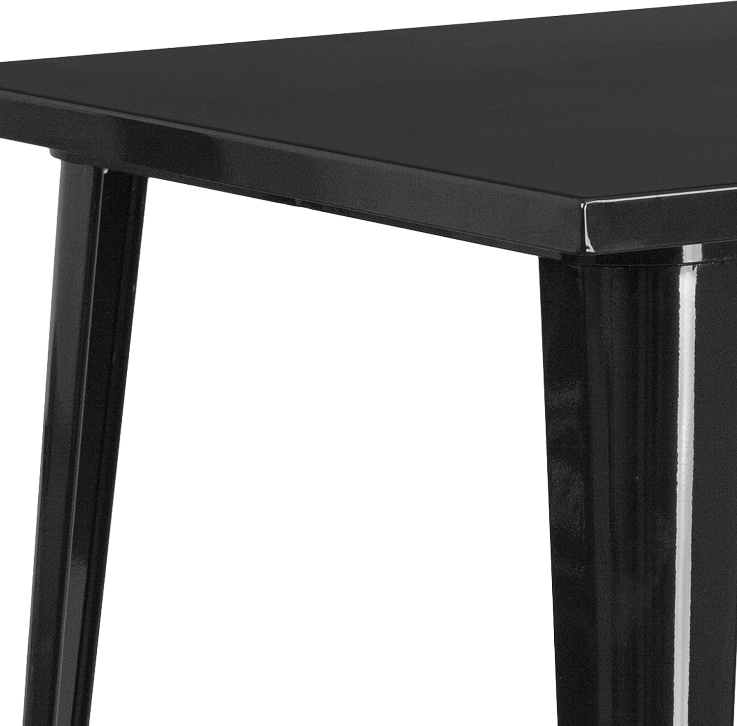 EMMA + OLIVER 31.5" Sq Black Metal Bar Height Table | Commercial Grade, Indoor/Outdoor Use, Bar Height