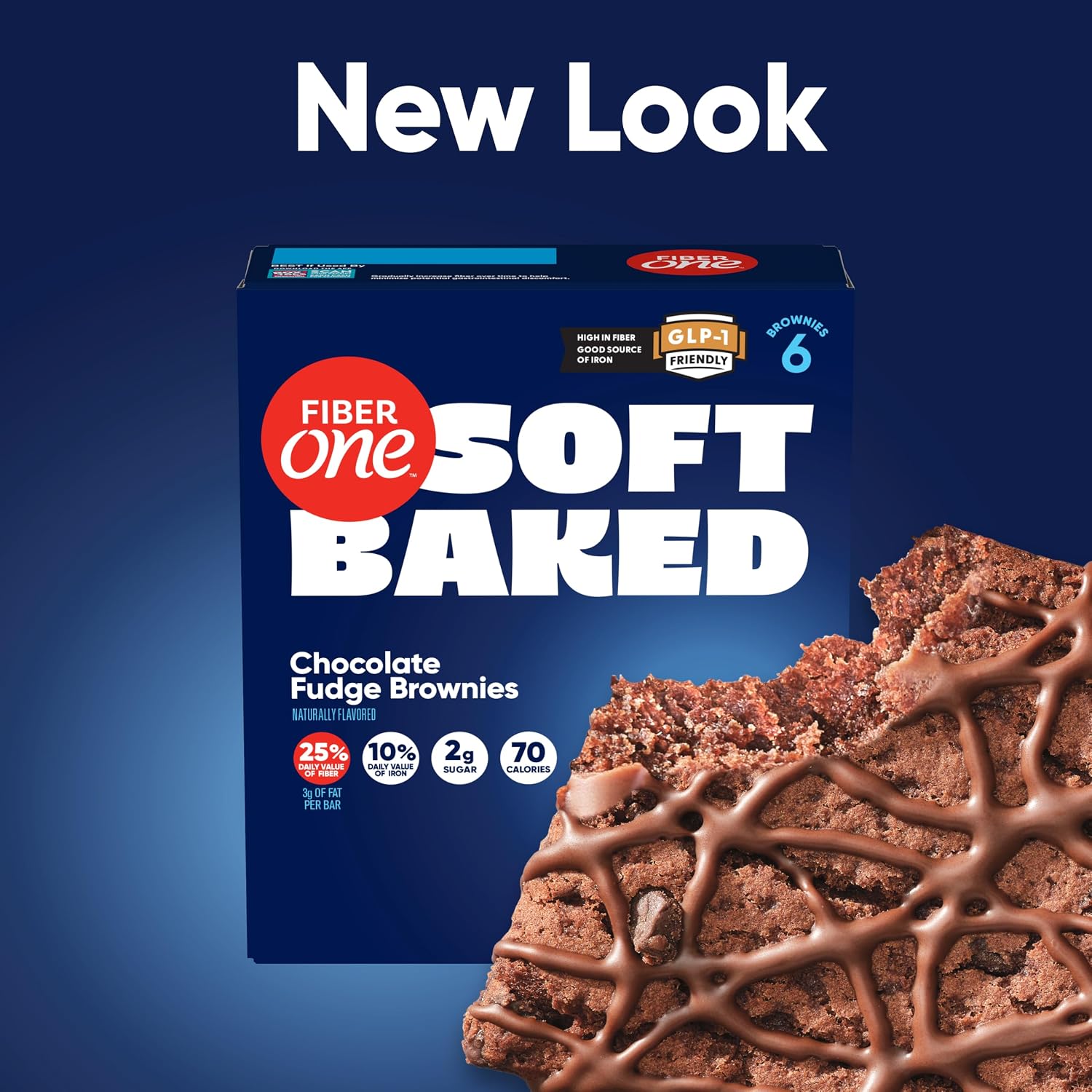 Fiber One 70 Calorie Chocolate Fudge Brownies, Mega Pack, 18 ct, 16 oz | 26% Daily Value of Fiber per Bar, 70 Calories & 2g Sugar, 5g Net Carbs, Bulk Pack for Office or Pantry Stocking