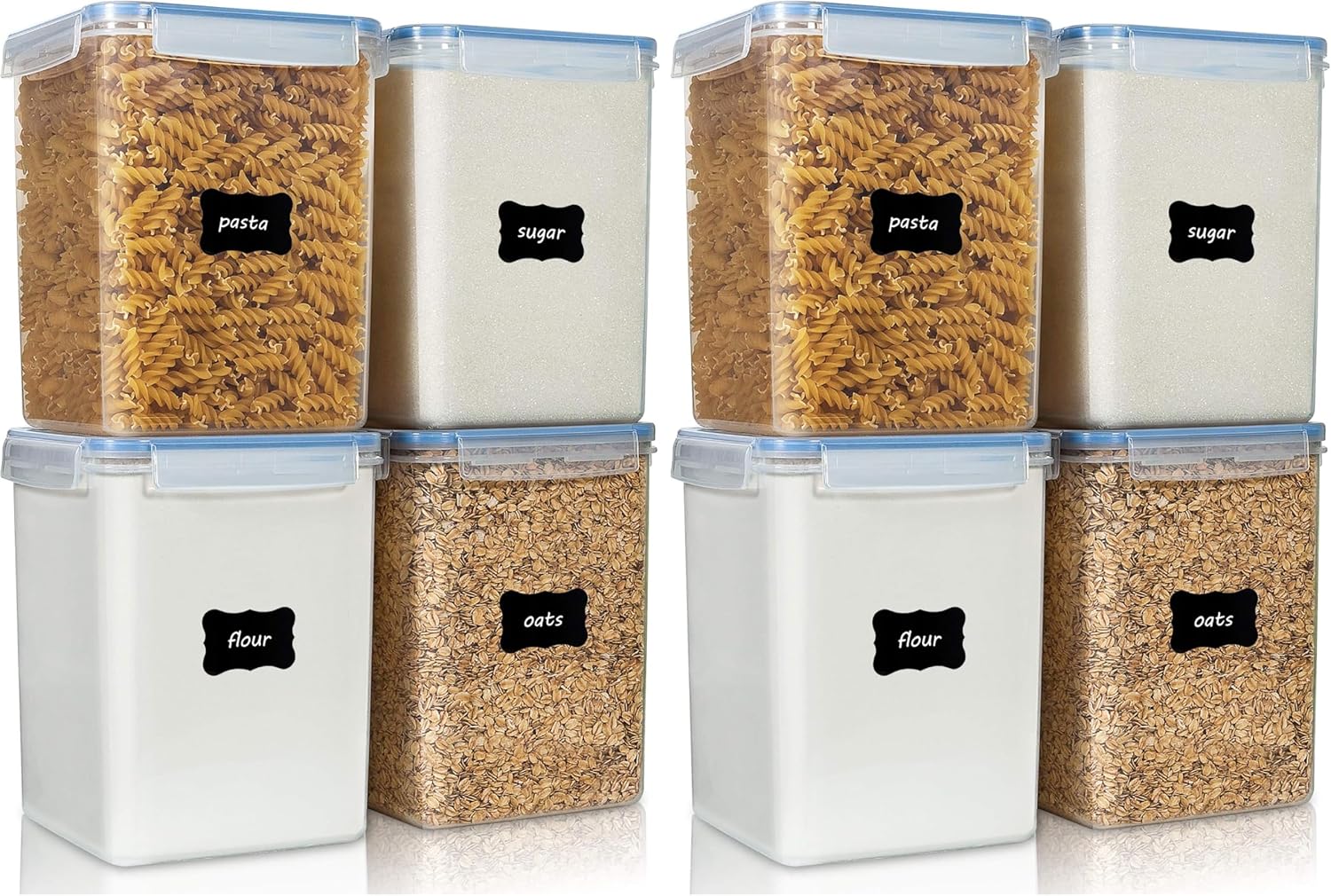 Vtopmart 5.2L Flour Sugar Storage Containers, 4 PCS, Black