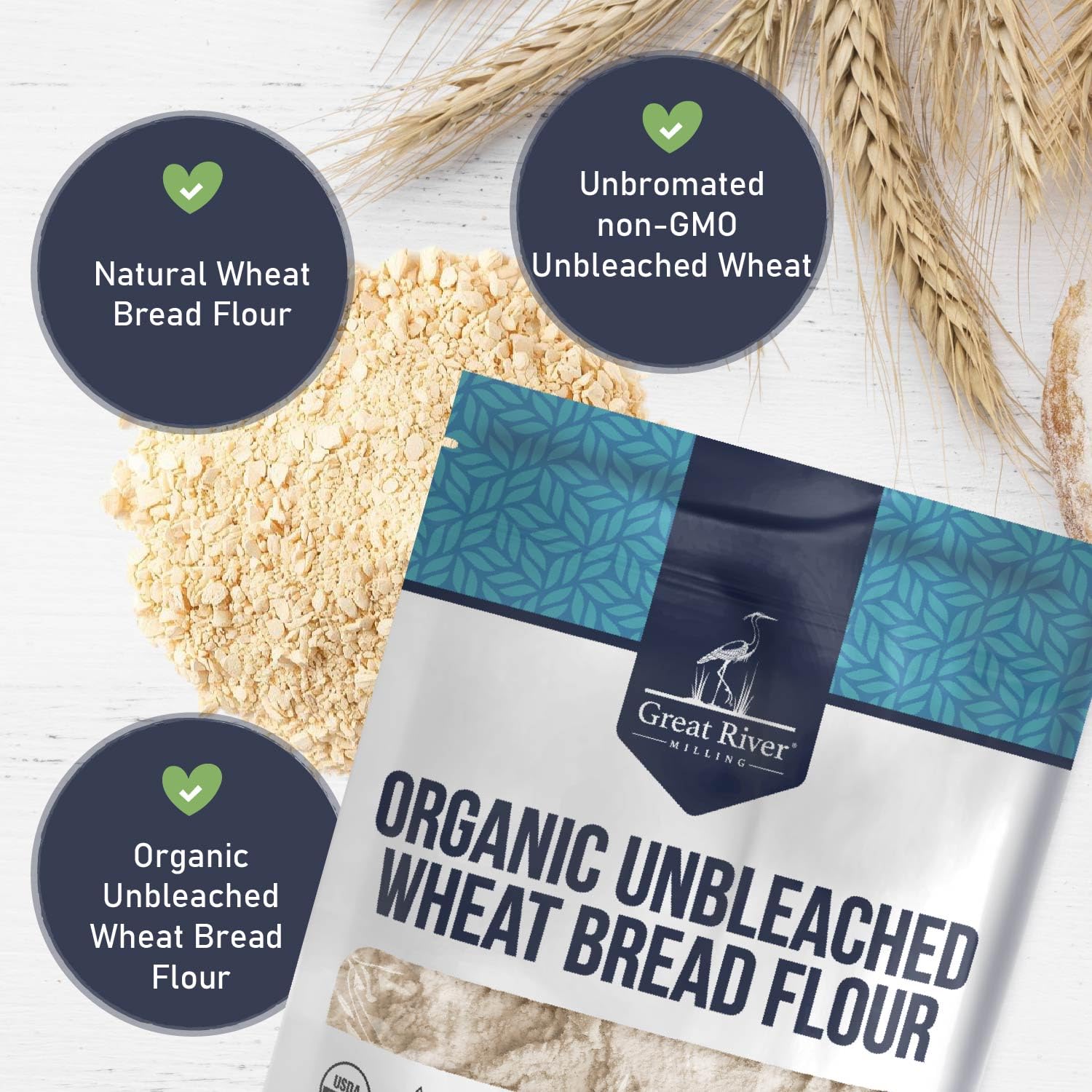 Great River Milling Organic Bread Flour, Unbleached, 25 lb