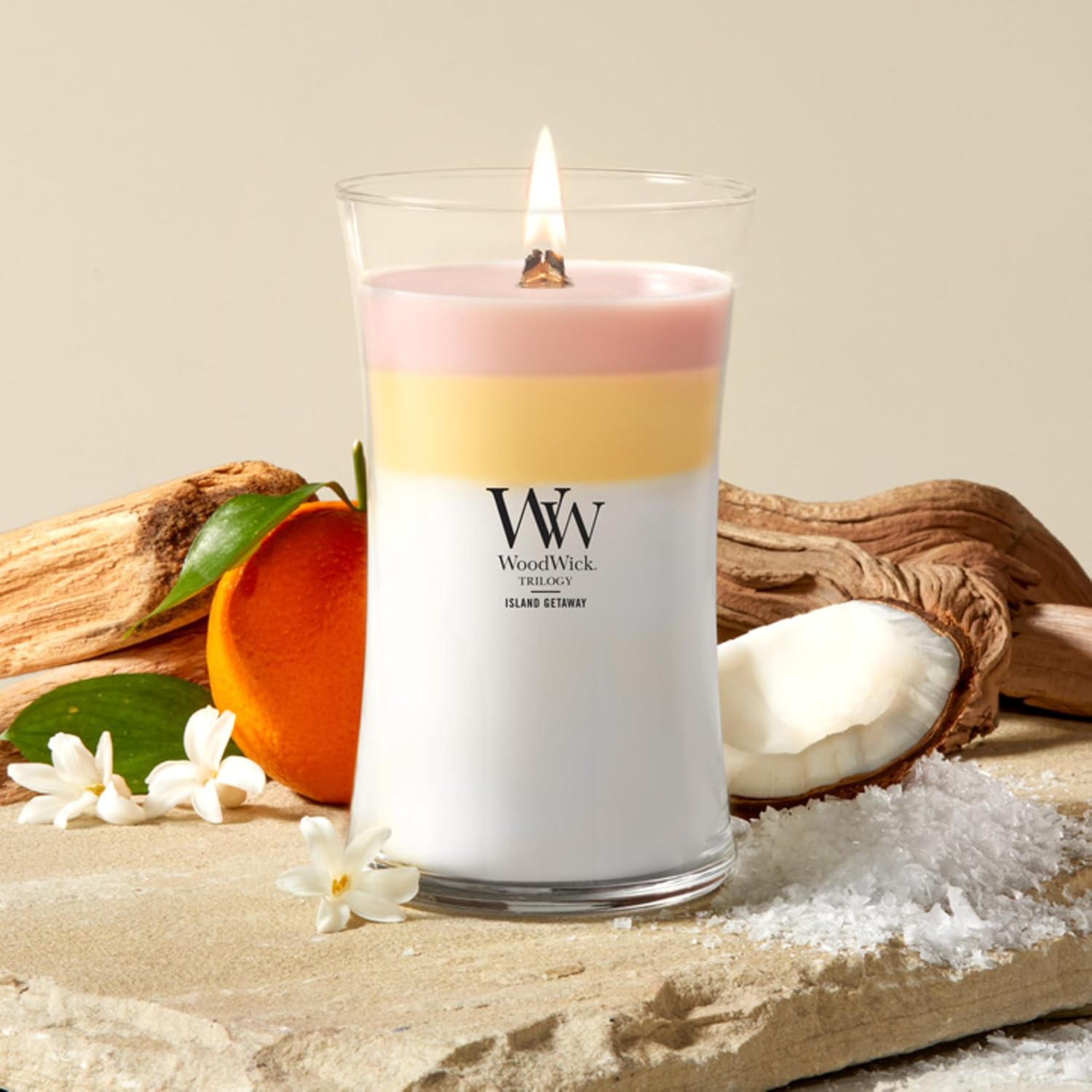 WoodWick Café Sweets Trilogy Holiday Candle Gifts for Women and Men, 9.7 oz Medium Hourglass Trilogy Candle with Crackling Wick