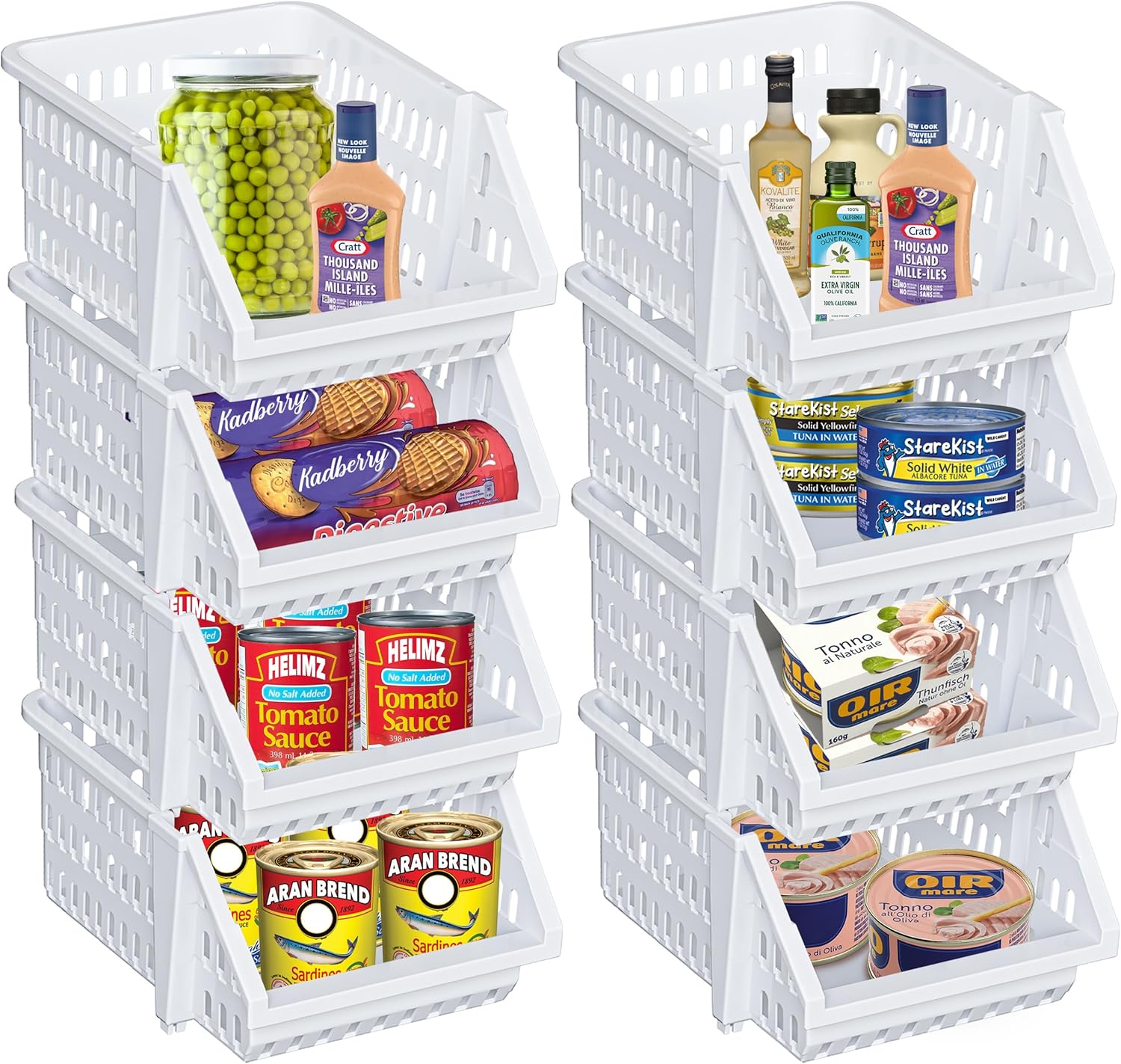 Skywin Stackable Storage Bins Open Front for Pantry Storage, 4 Pack - Black