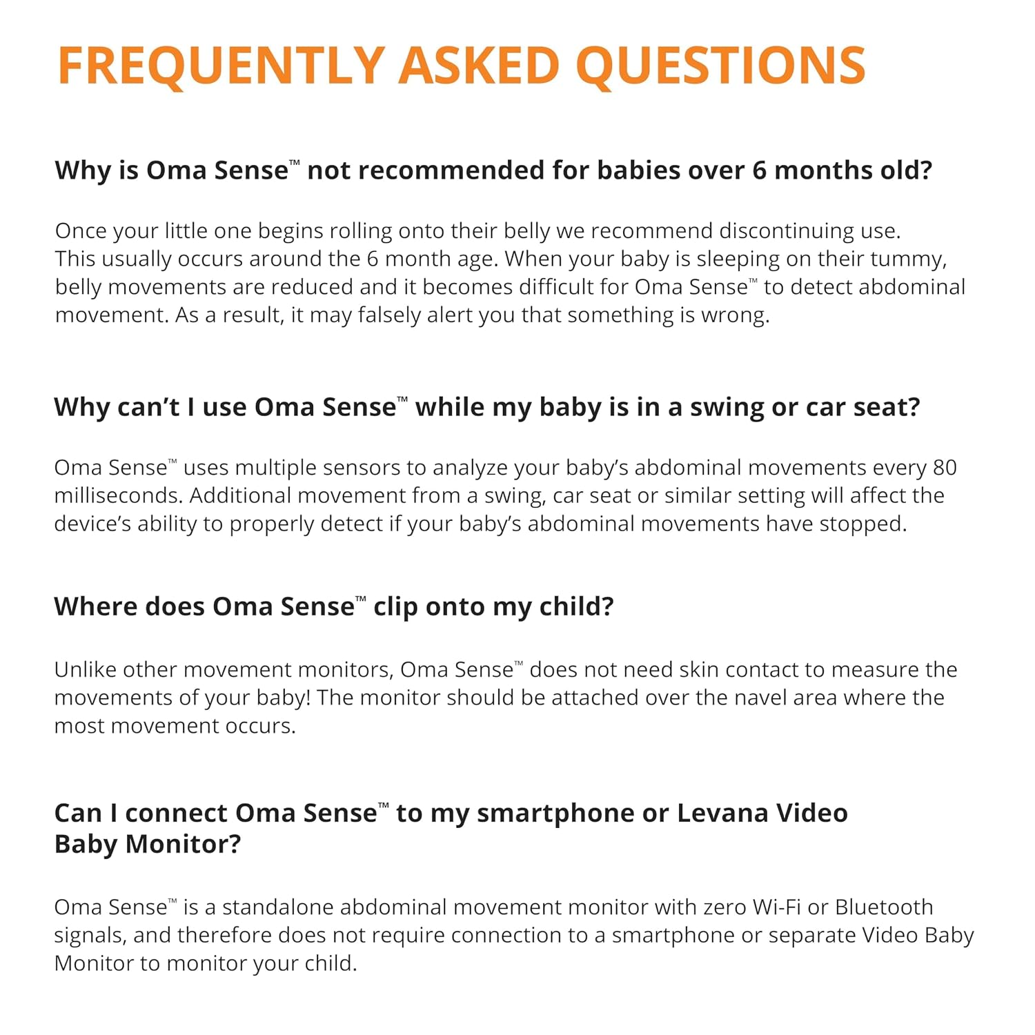 Oma Sense Portable Baby Breathing Movement Monitor with Vibrations and Audible Alerts Designed to Stimulate Baby and Alert Parents