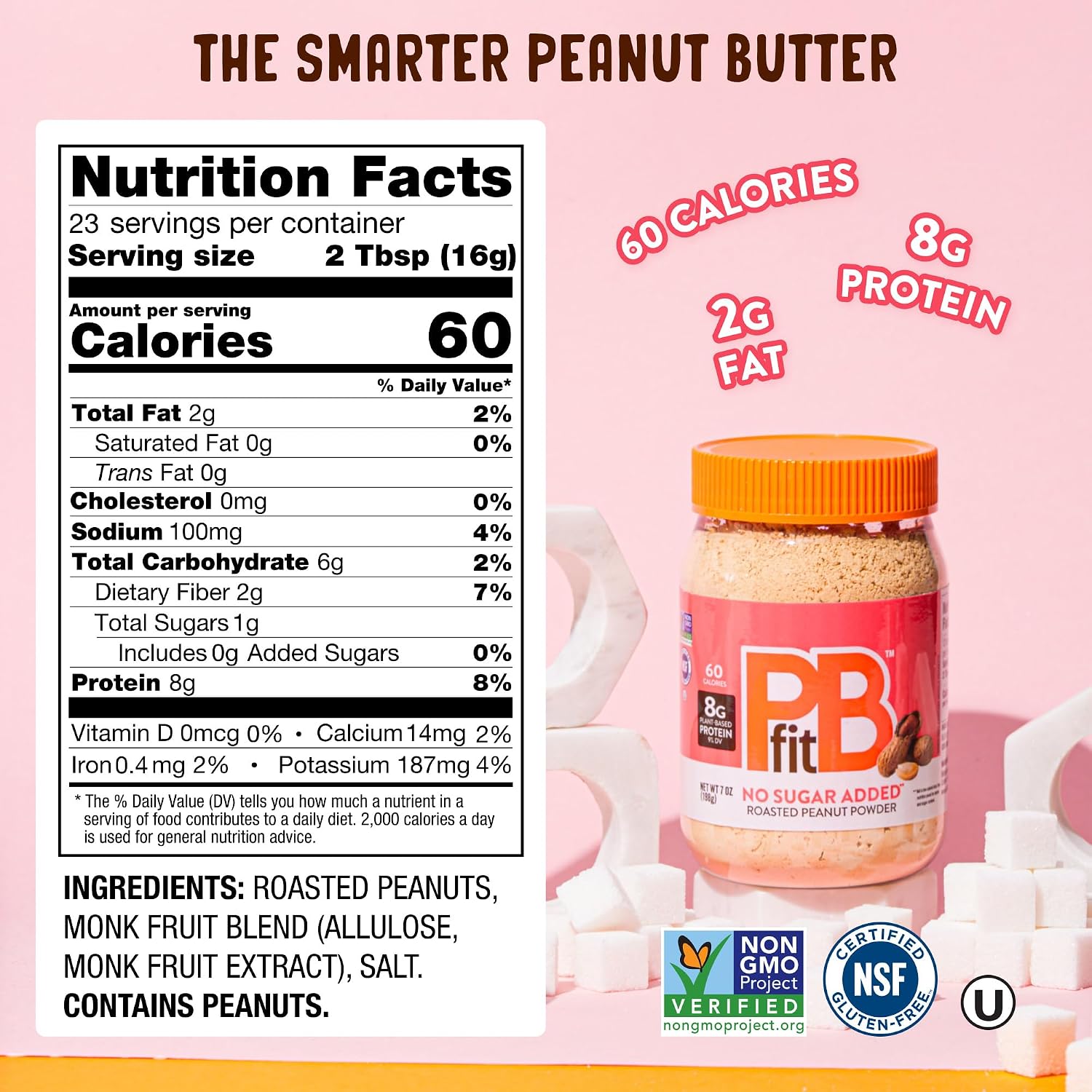 PBfit No Sugar Added Peanut Butter Powder 13 Oz, 8g Protein