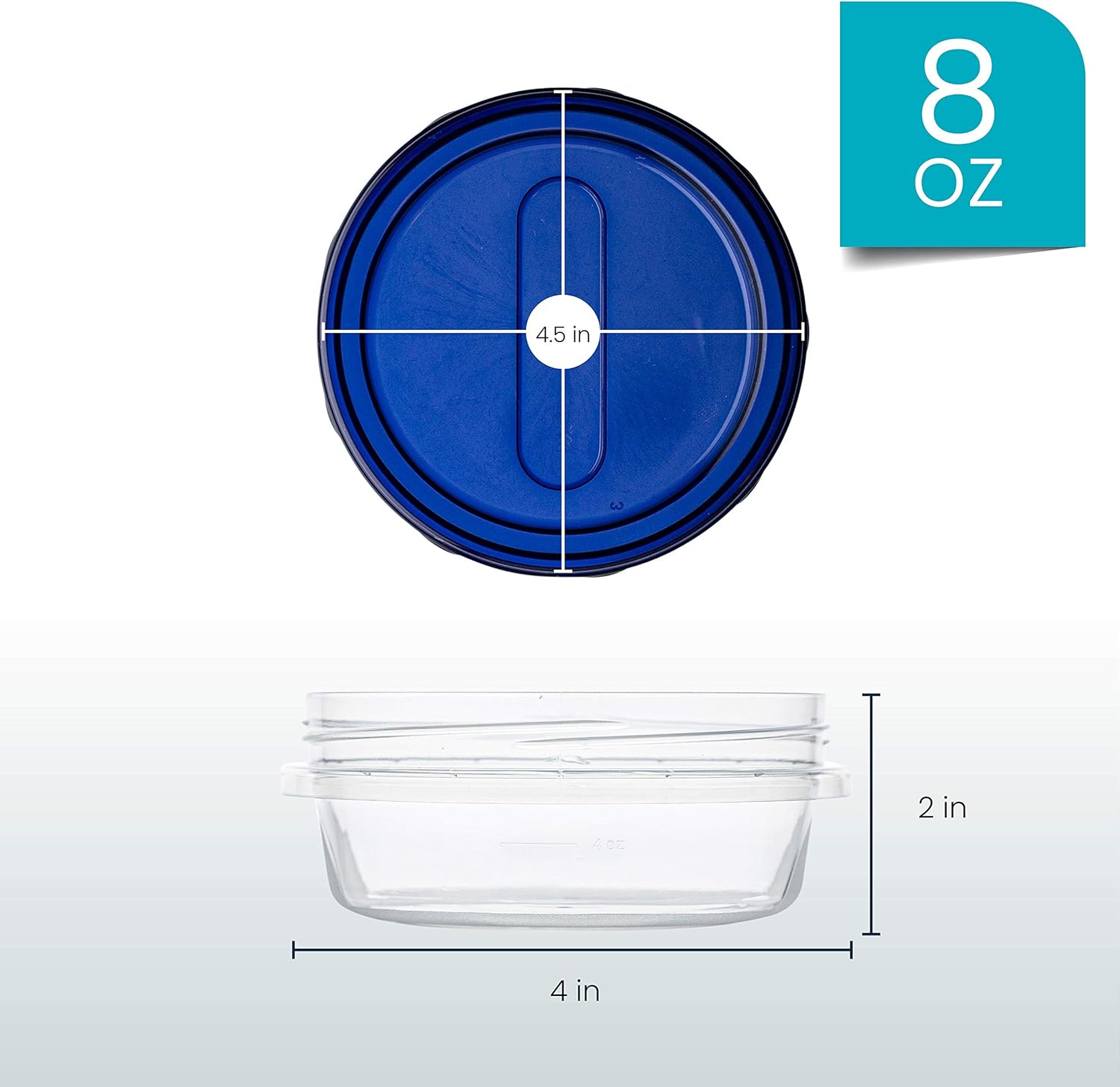 PLASTICPRO Twist Top Deli Containers Clear bottom With blue [32 oz 3 Pack]