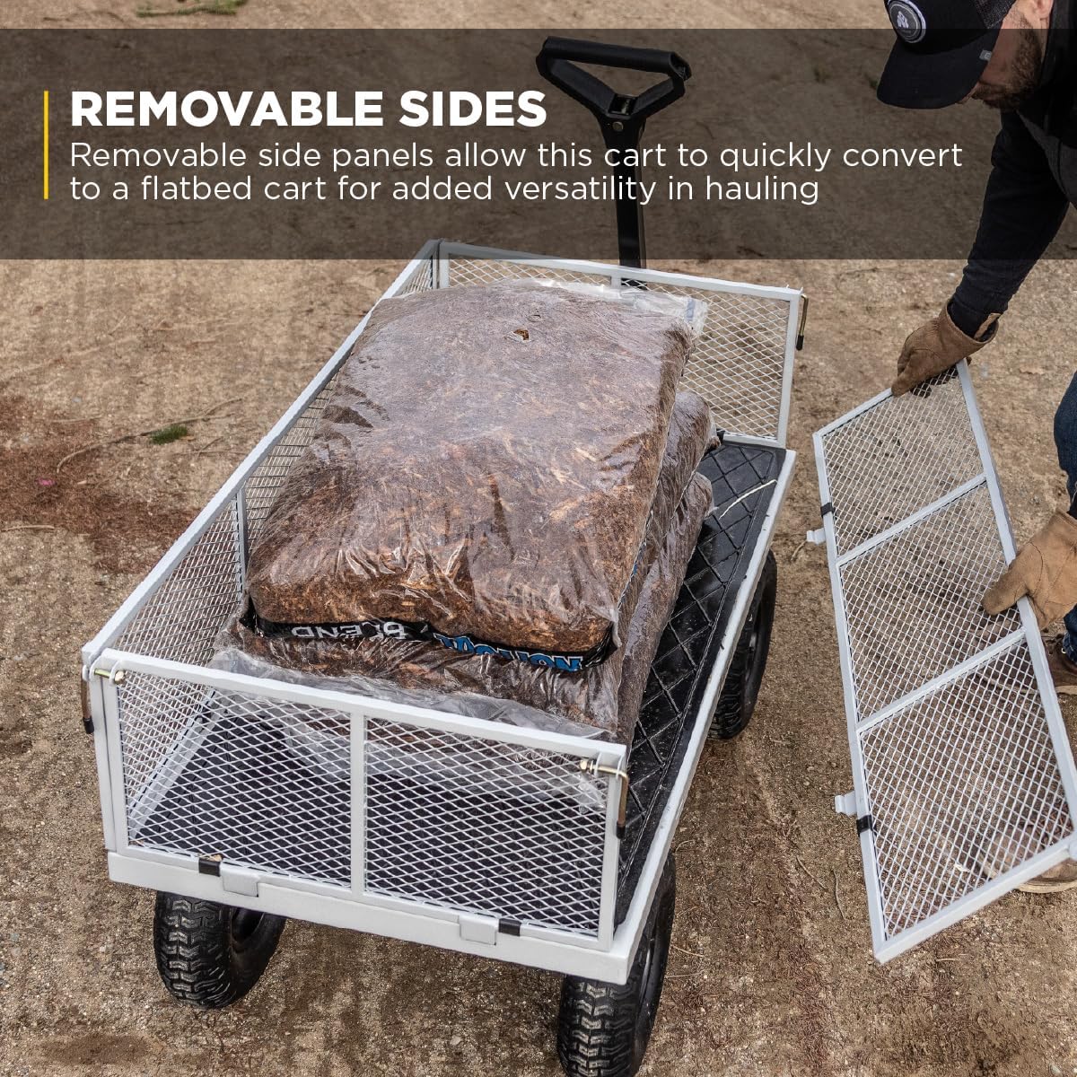 Gorilla Carts 800-Pound Capacity Heavy Duty Steel Mesh Versatile Utility Garden Wagon with Easy Grip Handle for Outdoor Hauling, Red, Model GOR800-COM | 800-lb Capacity Steel Utility Garden Cart for Homeowners and Contractors Hauling Firewood, Bricks and…