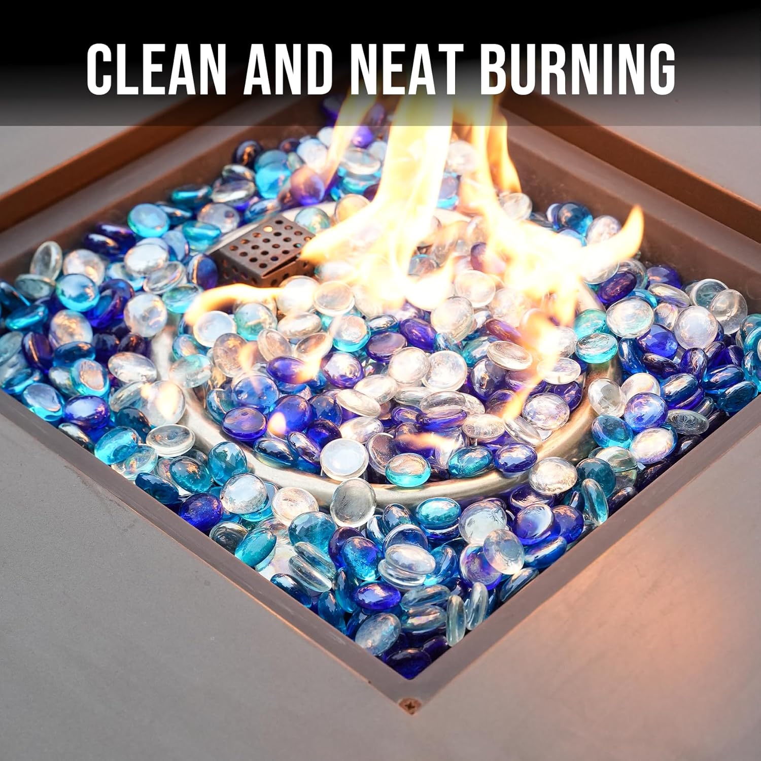 Skyflame 10-Pound Fire Glass Beads for Fire Pit Fireplace, Onyx Black