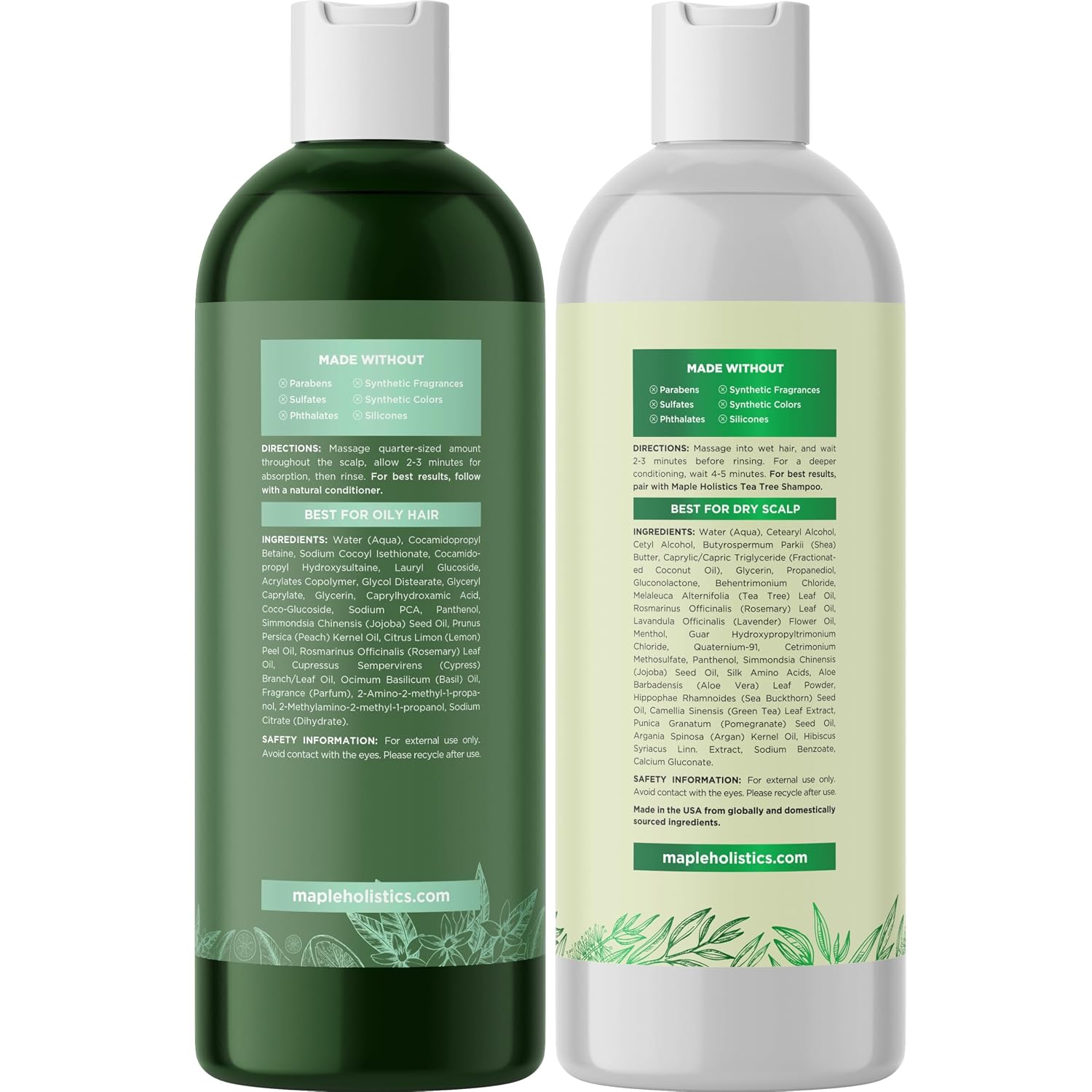 Sulfate Free Shampoo and Conditioner Set - Tea Tree Sage and Rosemary Shampoo and Conditioner for Dry Flaky Scalp Care - Deep Cleansing Color Safe Shampoo and Conditioner for Damaged Dry Hair Care