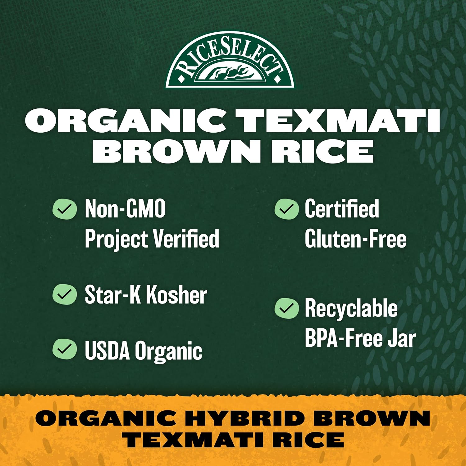 RiceSelect Organic Texmati White Rice, Long-Grain Basmati Rice