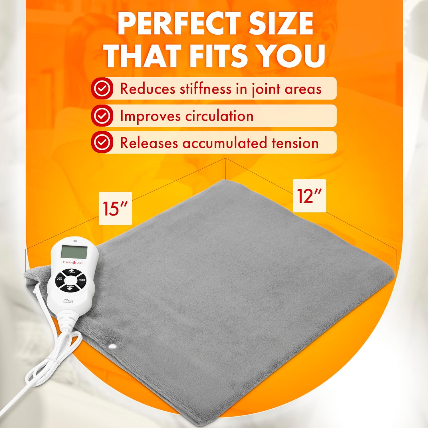 Deluxe Heating Pad Moist/Dry Heat Therapy | Moist & Dry Heat Therapy for Sore Muscles, 4 Heat Settings, Sponge Included, Machine-Washable Cover