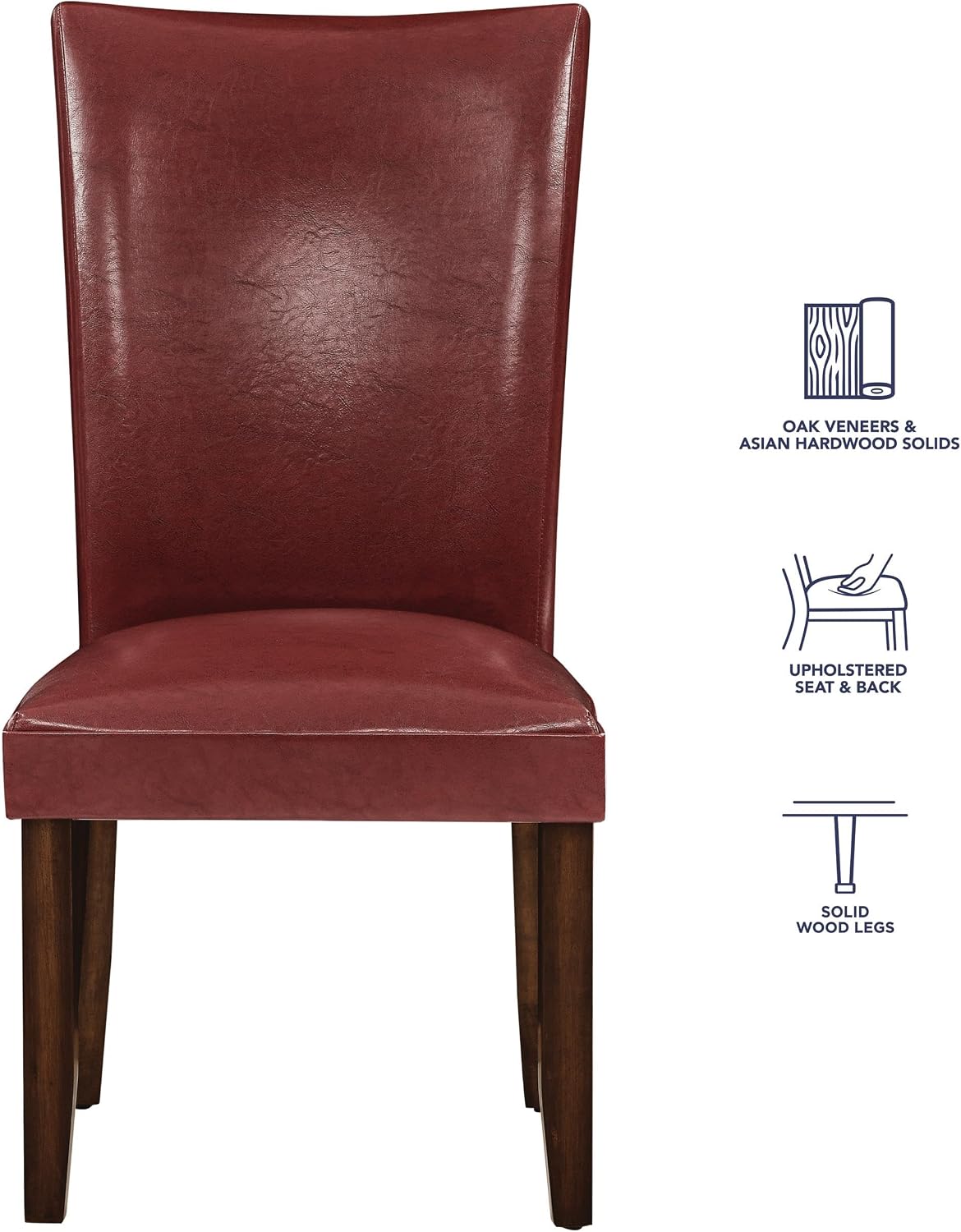 Steve Silver Company Hartford Parsons Chair, Vegan Leather, Contemporary Style, Dining Room, Kitchen, Asian Hardwood Solids, Ergonomic Shape Backing, 20" D x 28" W x 41" H, Brown
