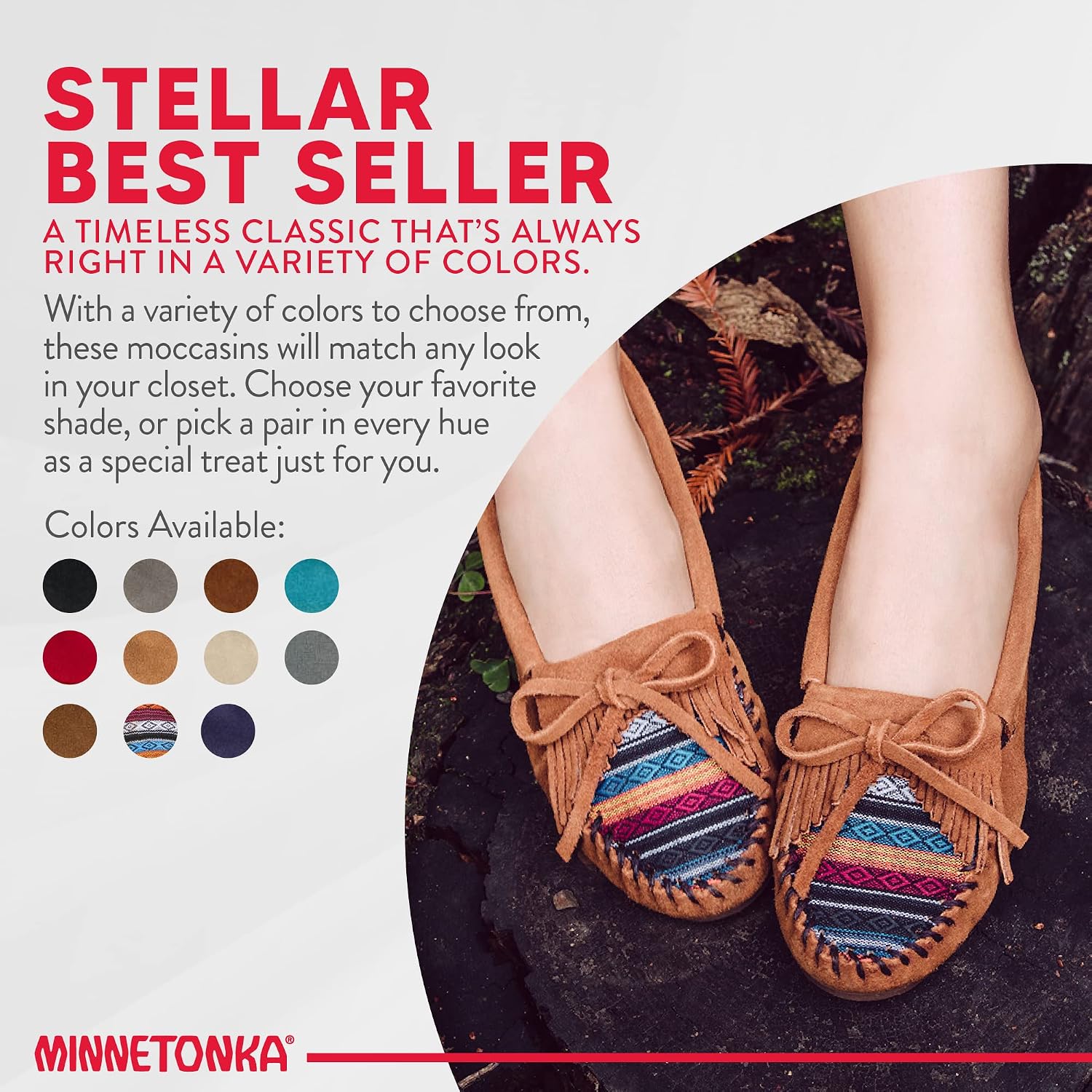 Minnetonka Women's Kilty Suede Hardsole Moccasin