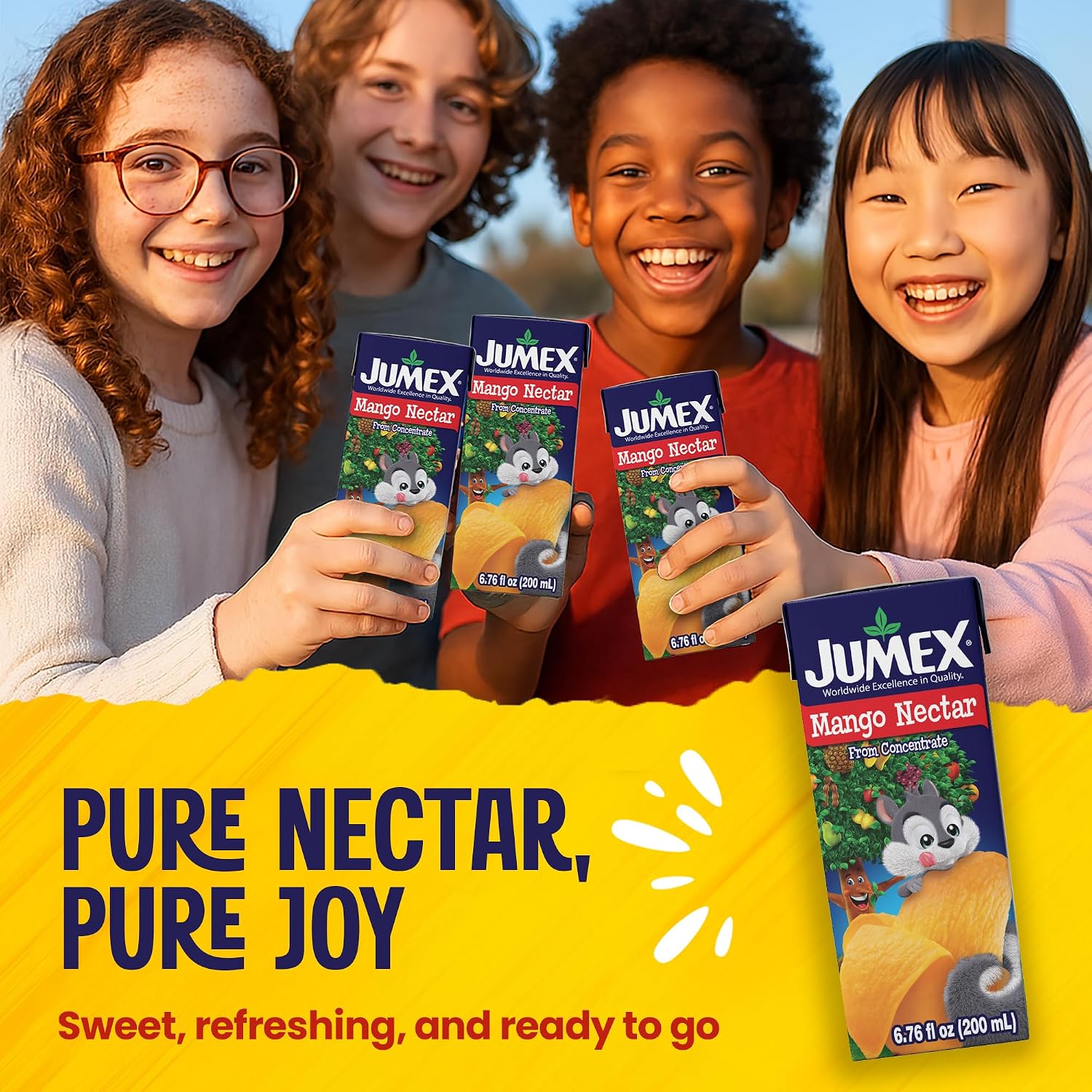Jumex Apple Nectar Juice Boxes for Kids - Apple Juice Box with Straw - Mini Drinks for Kids - Made with Fresh Fruit Puree Concentrate - School Snacks & Smoothie Mix - 6.76oz, 24 Pack