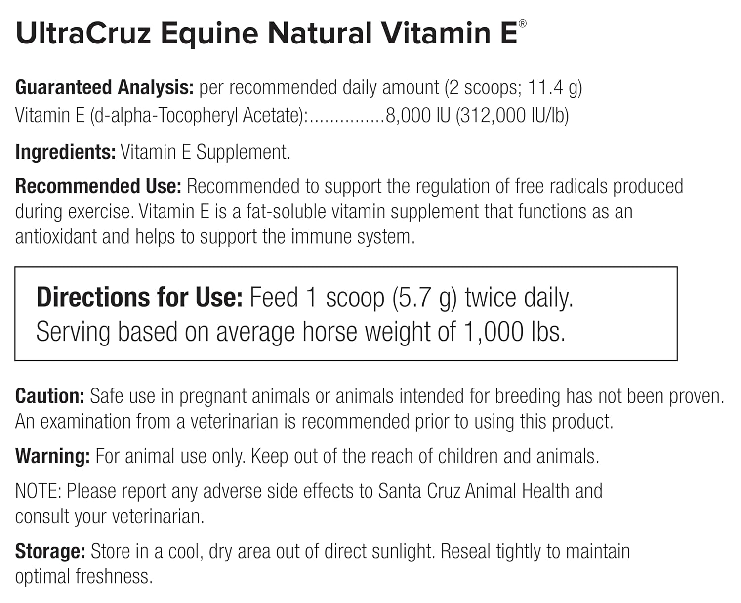 UltraCruz Equine Natural Vitamin E®, Powder, 4 lb