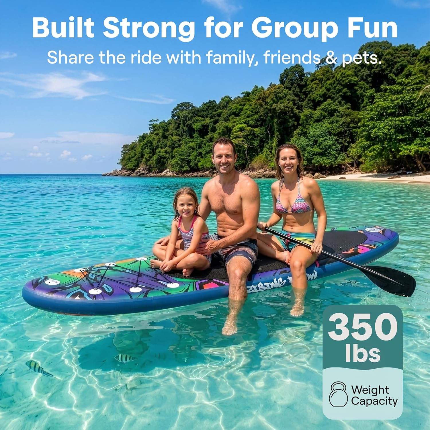 SereneLife 10’6” Inflatable Stand Up Paddle Board with Premium SUP Accessories - 32” Wide Stable Design with Non-Slip EVA Deck Pad