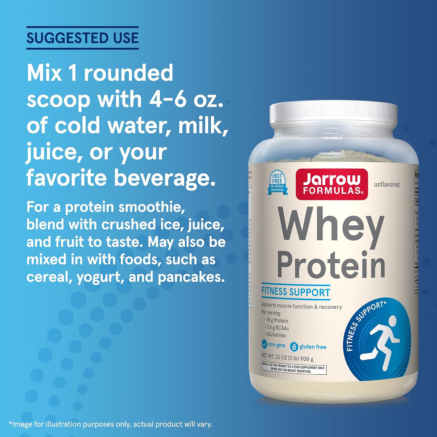 Jarrow Whey Protein, 18g of Protein, 3.8g of BCAAs, Glutamine, 32oz Powder | 18 G Protein Per Serving, 3.8 G BCAAs